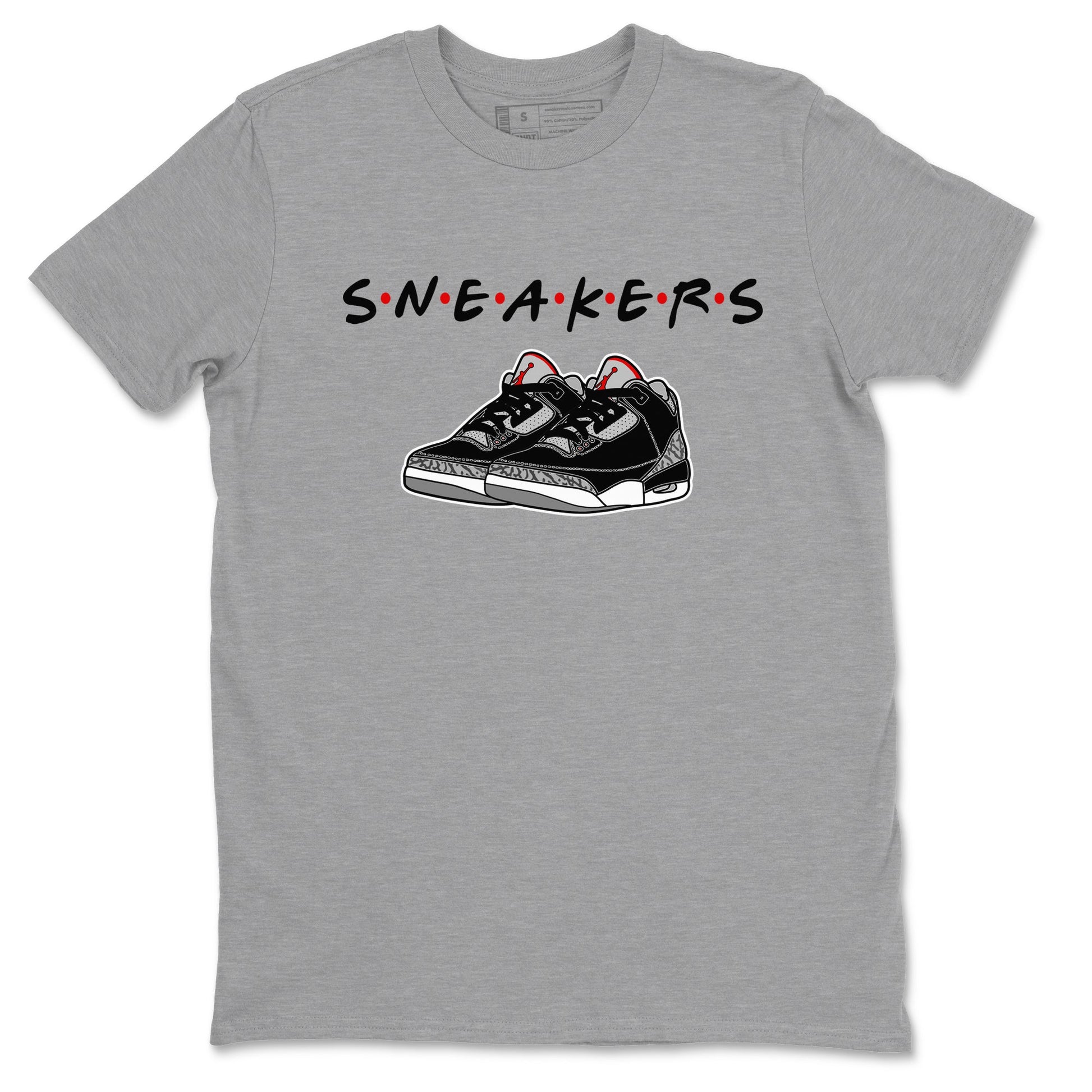 3s Black Cement shirts to match jordans Sneakers sneaker match tees Air Jordan 3 Black Cement SNRT Sneaker Release Tees unisex cotton Heather Grey 2 crew neck shirts