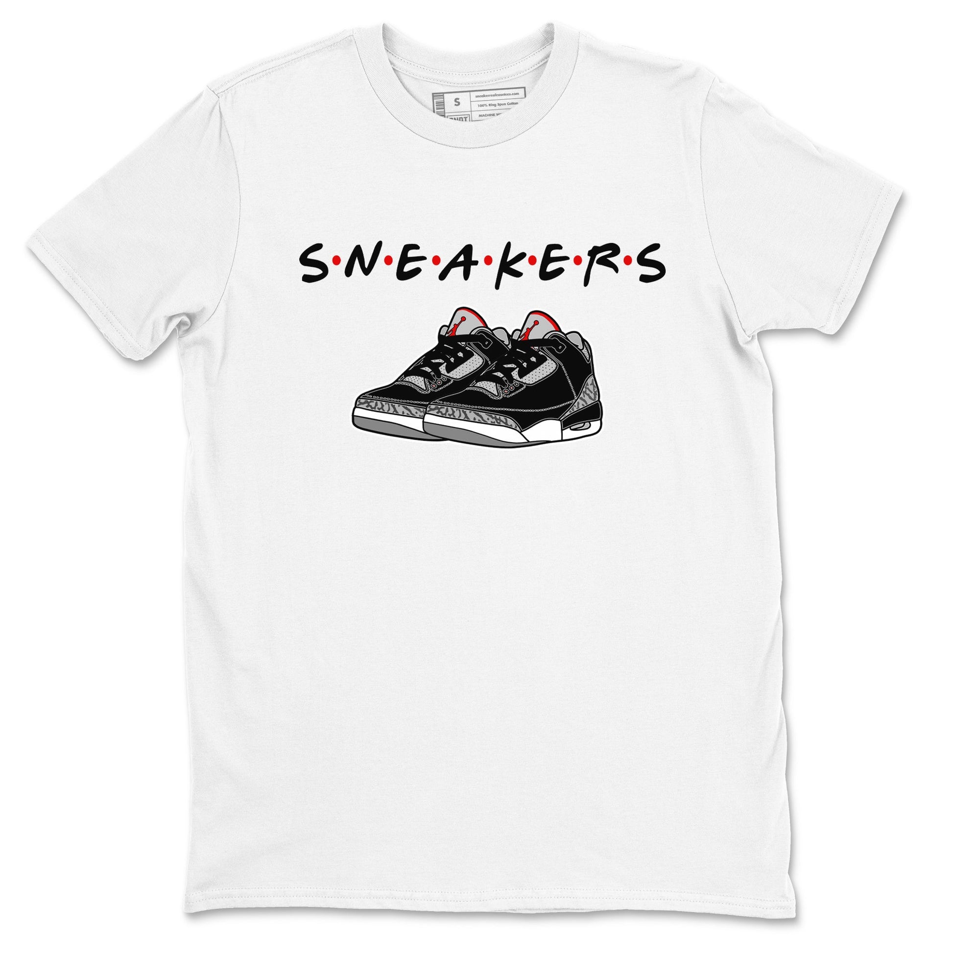 3s Black Cement shirts to match jordans Sneakers sneaker match tees Air Jordan 3 Black Cement SNRT Sneaker Release Tees unisex cotton White 2 crew neck shirts