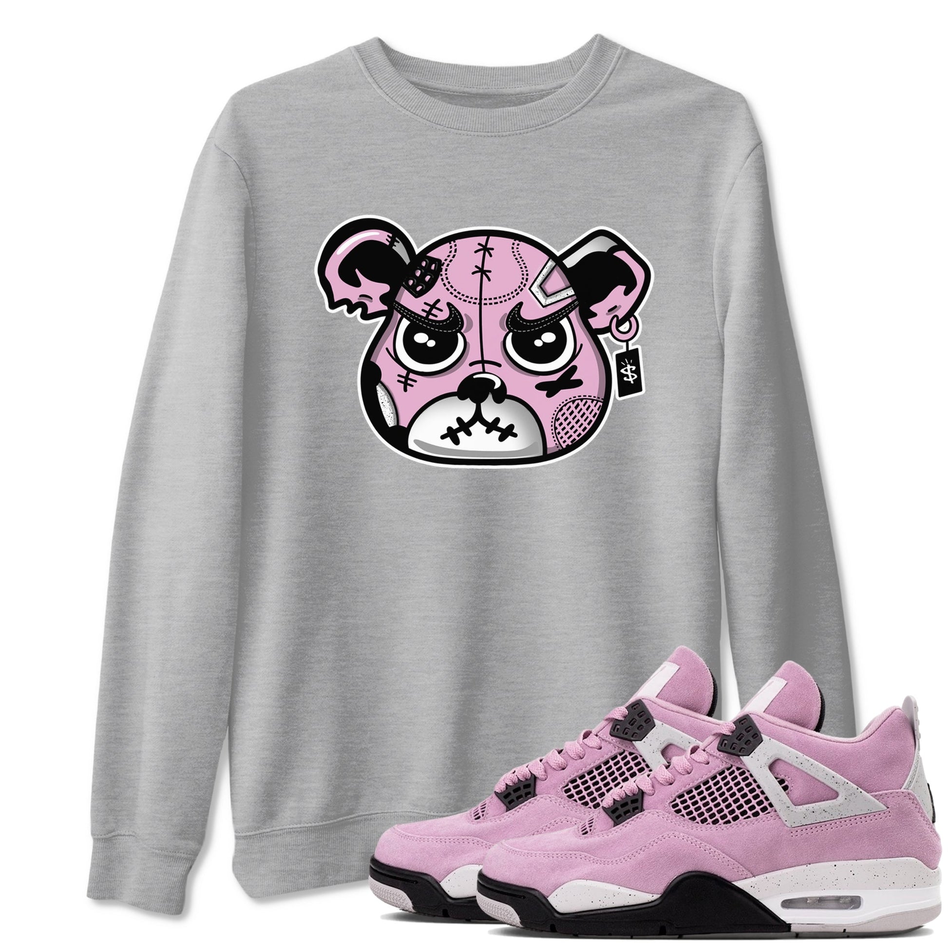 4s Retro Orchid shirts to match jordans Sneakers Bear Face sneaker match tees Air Jordan 4 WMNS Orchid match shoes to clothes SNRT Sneaker Tees unisex cotton Heather Grey 1 shirts