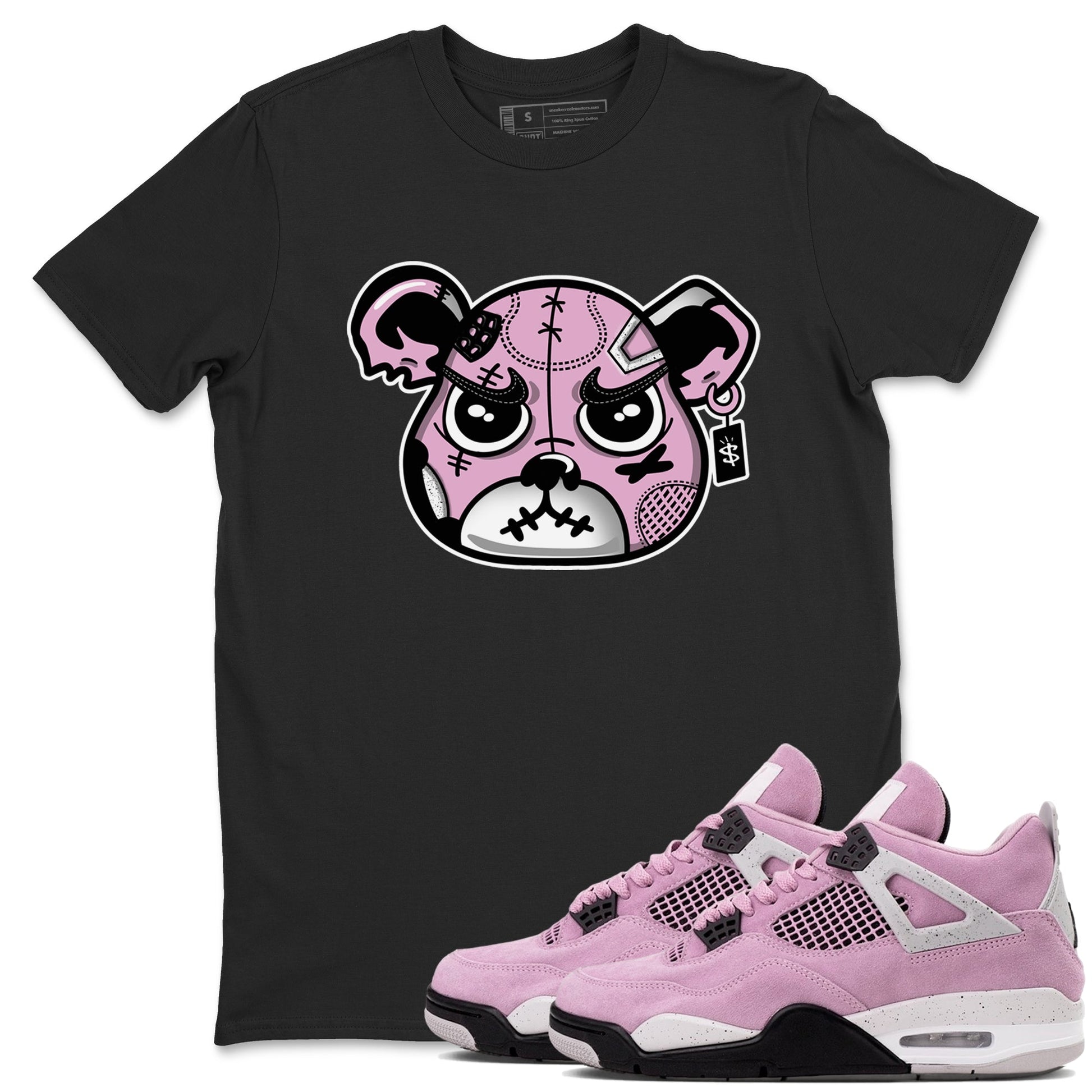 4s Retro Orchid shirts to match jordans Sneakers Bear Face sneaker match tees Air Jordan 4 WMNS Orchid match shoes to clothes SNRT Sneaker Tees unisex cotton Black 1 shirts