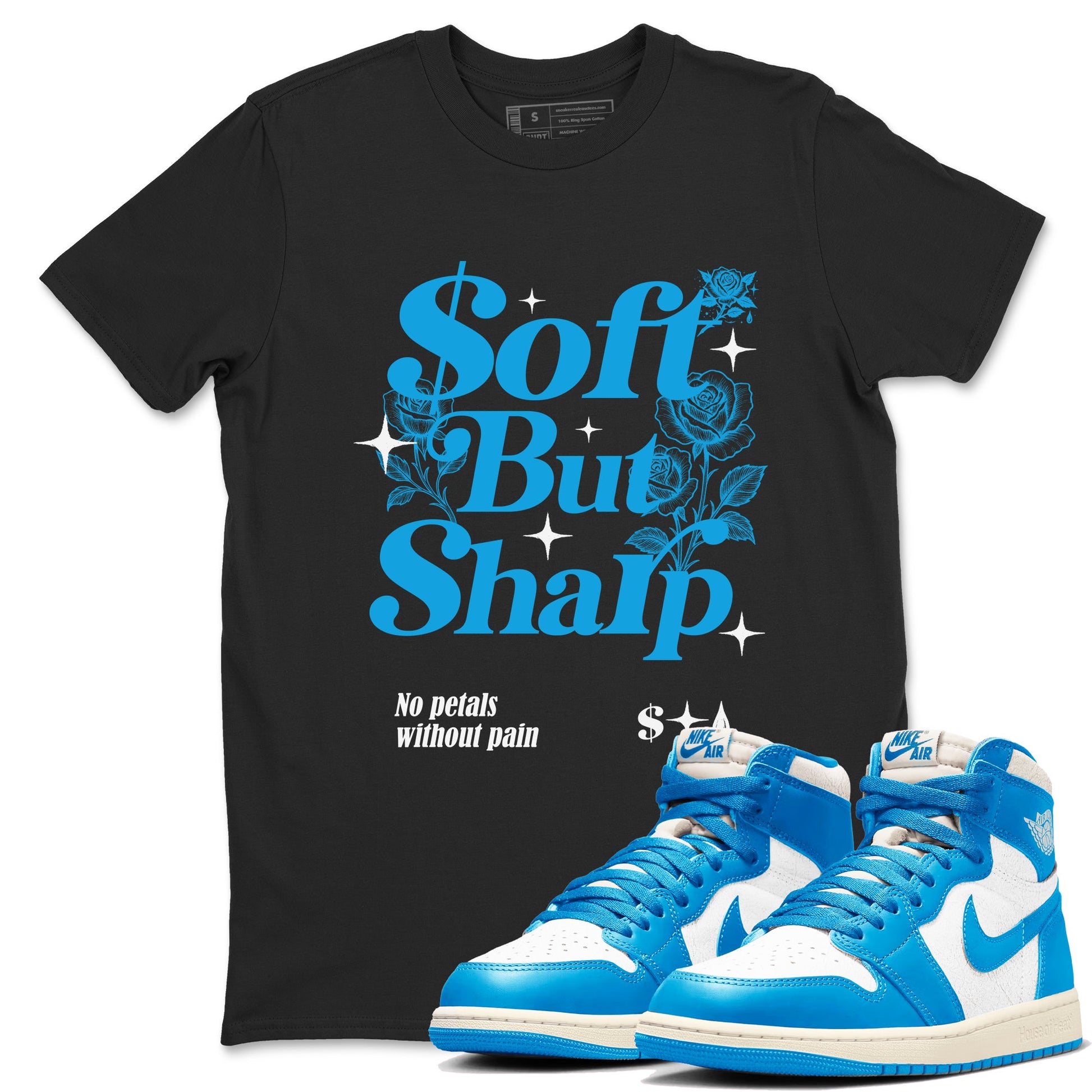 Air Jordan 1 UNC Toe Reimagined shirts to match jordans Soft but Sharp graphic tees Air Jordan 1 UNC Toe Reimagined match shoes to clothes SNRT Sneaker Tees unisex cotton Black 1 shirts