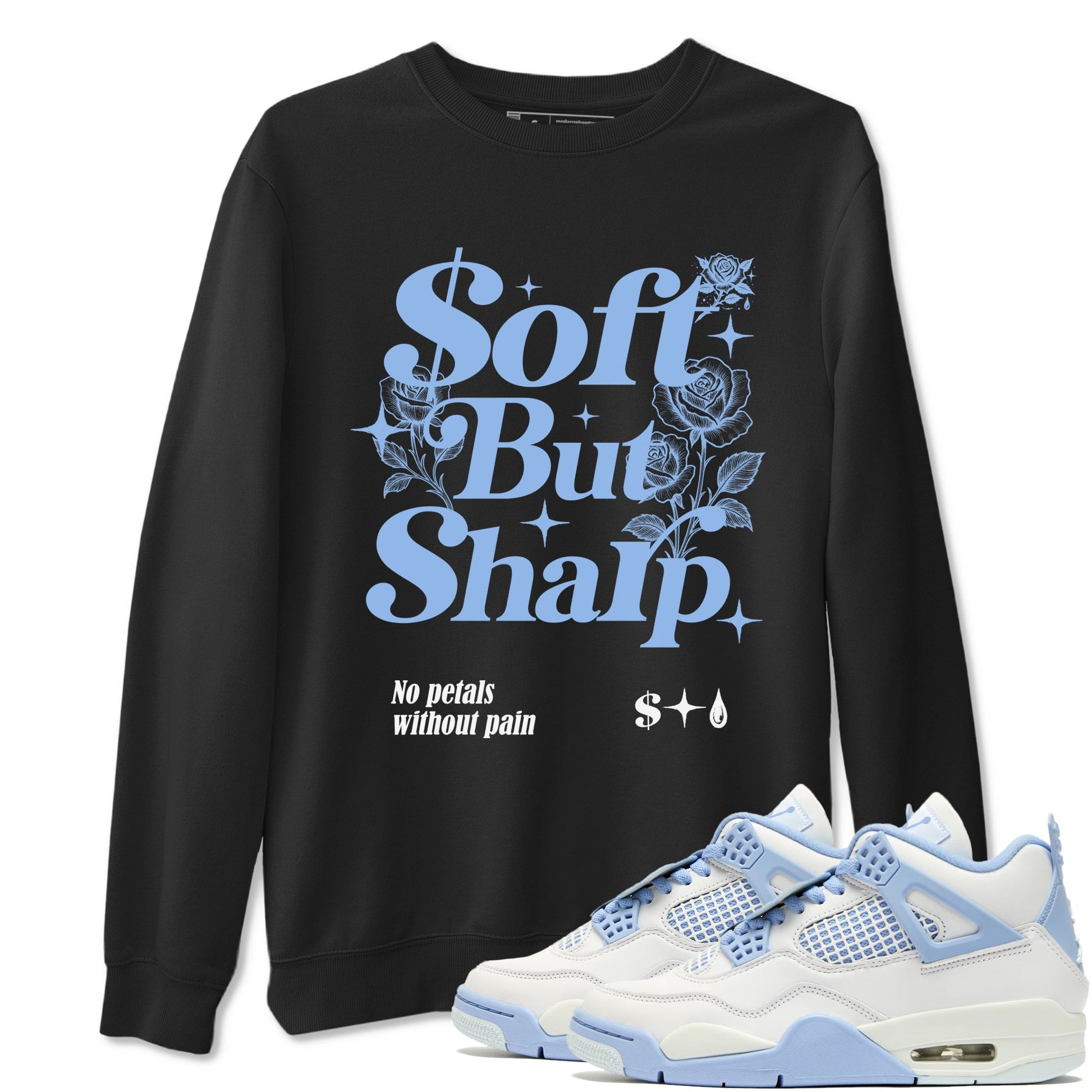 4s Forget Me Not shirts to match jordans Soft but Sharp graphic tees Air Jordan 4 Forget Me Not match shoes to clothes SNRT Sneaker Tees unisex cotton Black 1 shirts