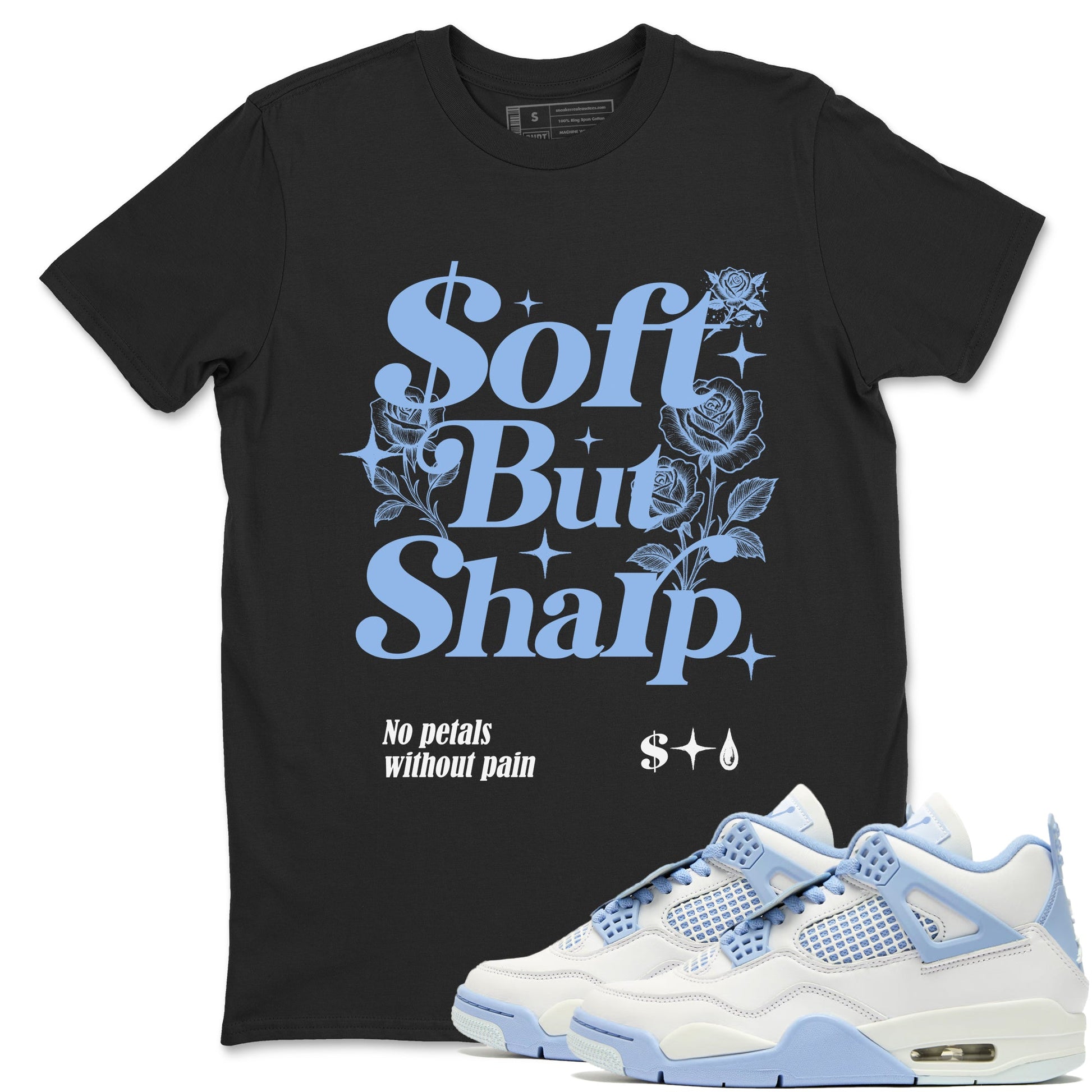 4s Forget Me Not shirts to match jordans Soft but Sharp graphic tees Air Jordan 4 Forget Me Not match shoes to clothes SNRT Sneaker Tees unisex cotton Black 1 shirts
