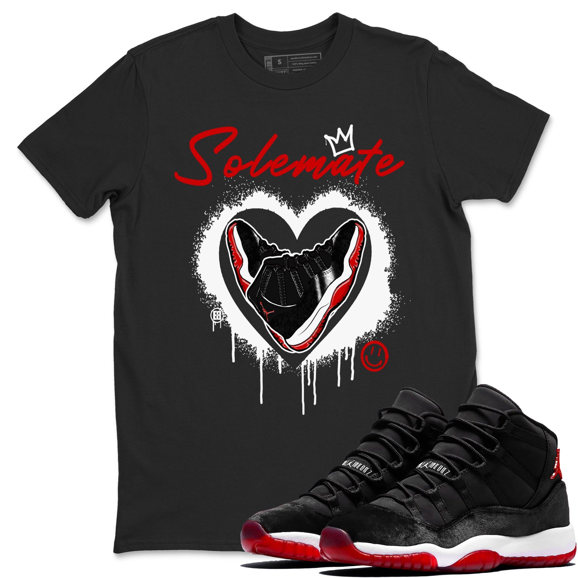 11s Bred Velvet shirts to match jordans Solemate sneaker match tees Air Jordan 11 Bred Velvet match shoes to clothes SNRT Sneaker Tees unisex cotton Black 1 shirts