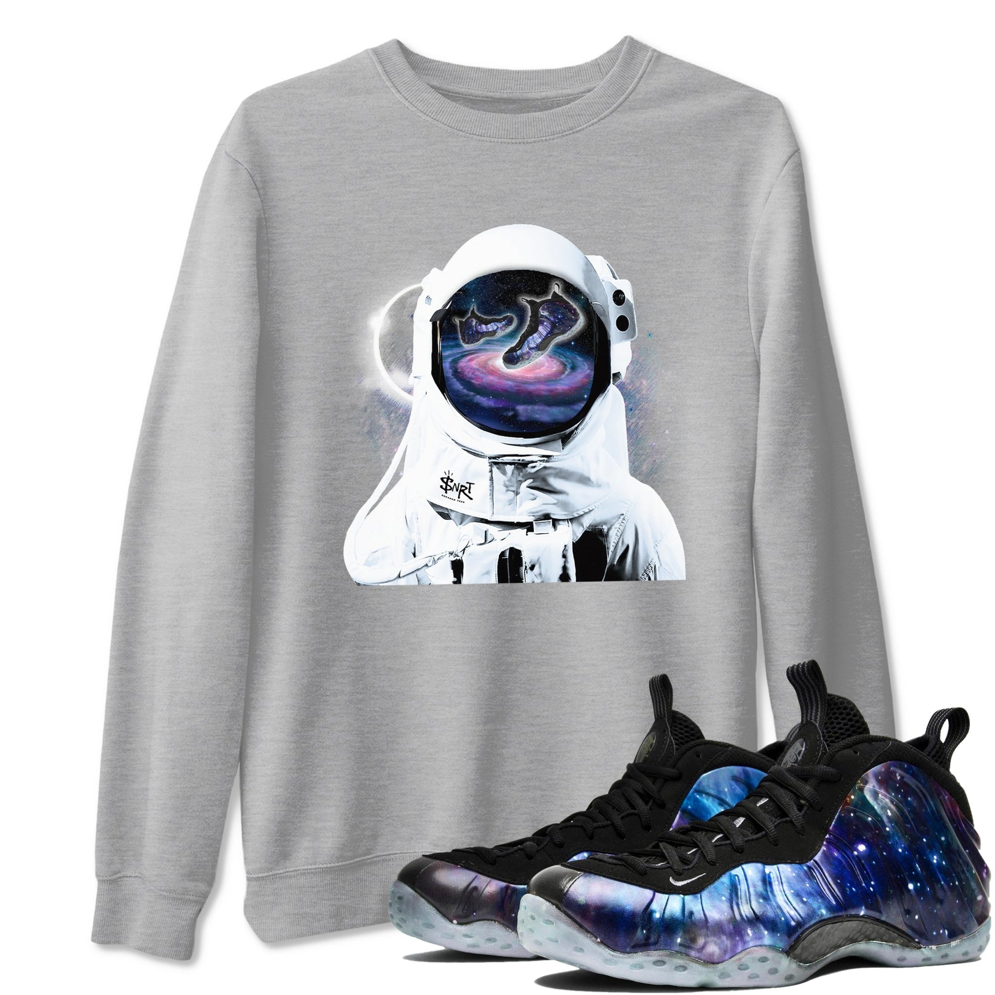 Air Foamposite One Galaxy Shirts To Match Jordans Space Discovery Sneaker Shirts Air Foamposite 1 Galaxy SNRT Sneaker Release Tees Unisex Cotton Crew Neck Heather Grey 1 crew neck shirts