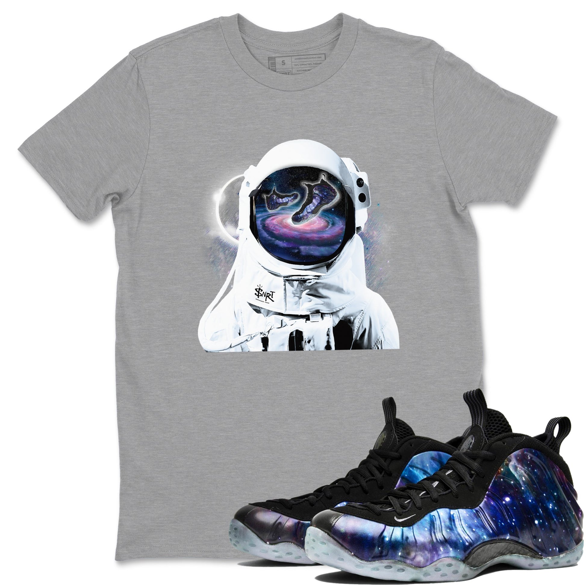 Air Foamposite One Galaxy Shirts To Match Jordans Space Discovery Sneaker Shirts Air Foamposite 1 Galaxy SNRT Sneaker Release Tees Unisex Cotton Crew Neck Heather Grey 1 crew neck shirts