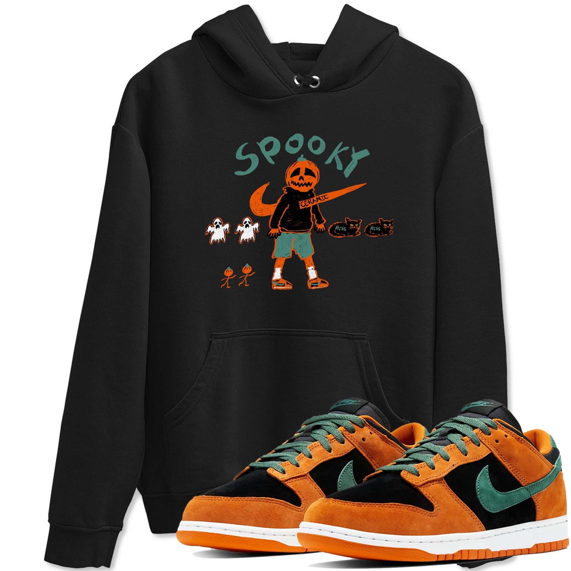 Dunk Low Ceramic shirts to match jordans Spooky Pumpkin unique Halloween sneaker tee Dunk Ceramic match shoes to clothes SNRT Sneaker Tees unisex cotton Black 1 shirts