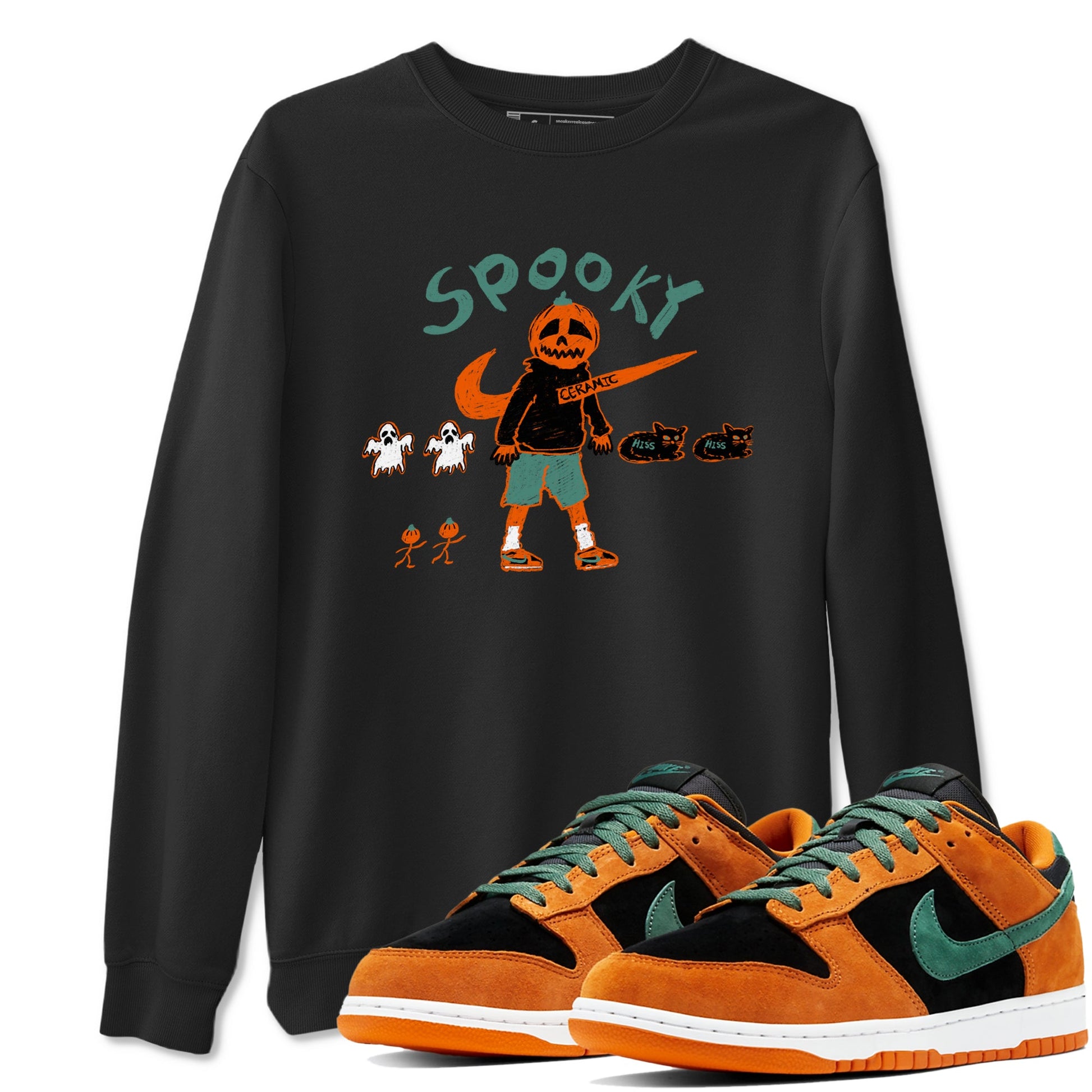 Dunk Low Ceramic shirts to match jordans Spooky Pumpkin unique Halloween sneaker tee Dunk Ceramic match shoes to clothes SNRT Sneaker Tees unisex cotton Black 1 shirts