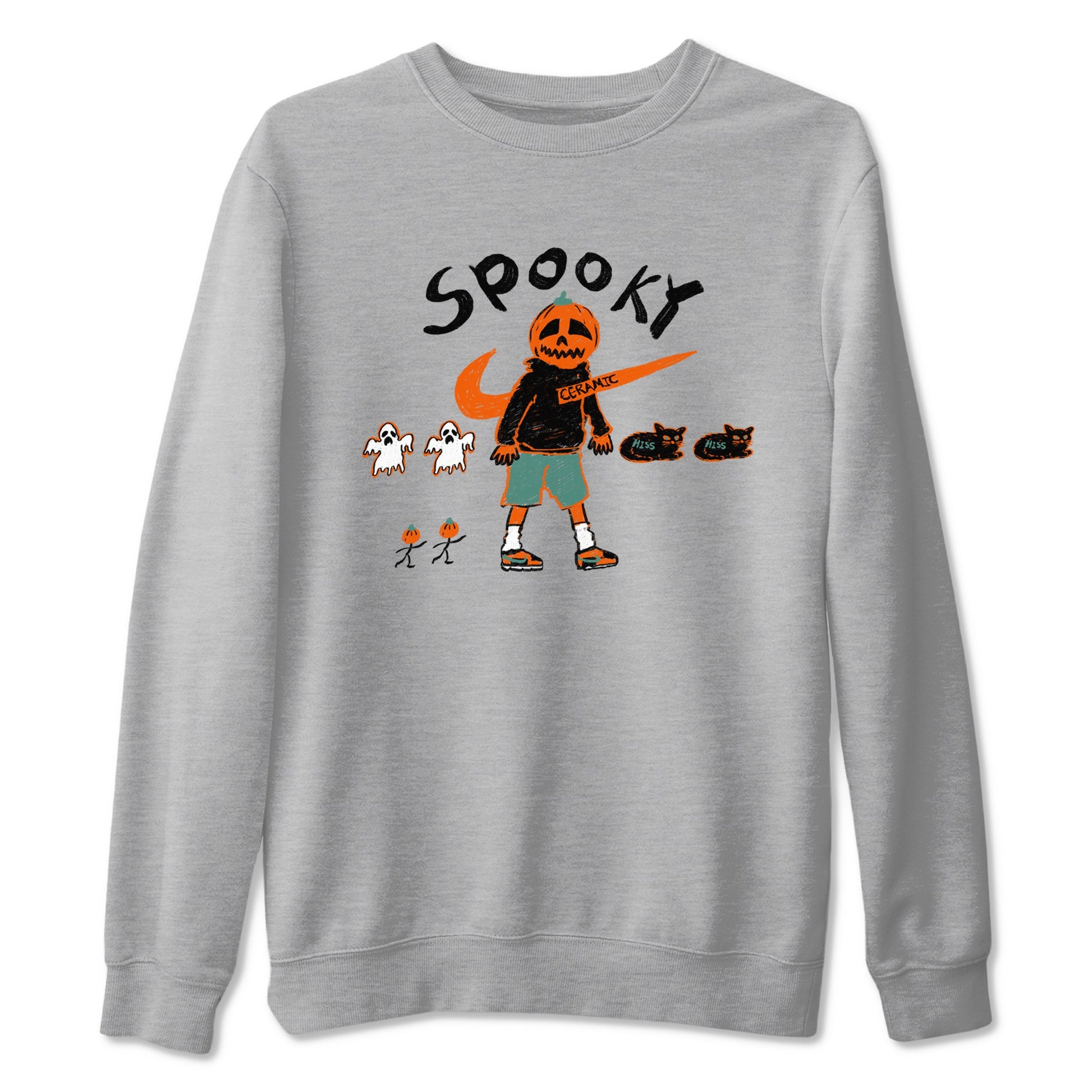 Dunk Low Ceramic shirts to match jordans Spooky Pumpkin unique Halloween sneaker tee Dunk Ceramic match shoes to clothes SNRT Sneaker Tees unisex cotton Heather Grey 2 shirts