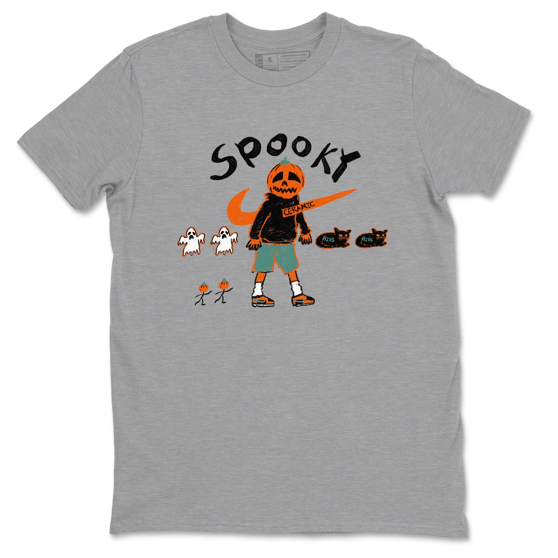Dunk Low Ceramic shirts to match jordans Spooky Pumpkin unique Halloween sneaker tee Dunk Ceramic match shoes to clothes SNRT Sneaker Tees unisex cotton Heather Grey 2 shirts