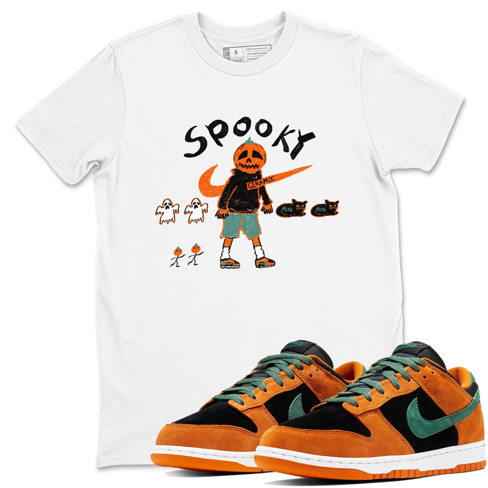 Dunk Low Ceramic shirts to match jordans Spooky Pumpkin unique Halloween sneaker tee Dunk Ceramic match shoes to clothes SNRT Sneaker Tees unisex cotton White 1 shirts