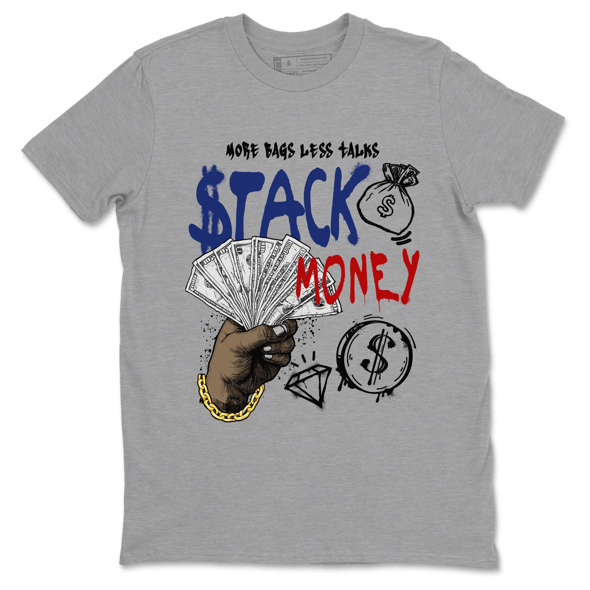 1s Rare Air shirts to match jordans Stack Money sneaker match tees Air Jordan 1 High OG Rare Air Deep Royal Blue match shoes to clothes SNRT Sneaker Tees unisex cotton Heather Grey 2 shirts