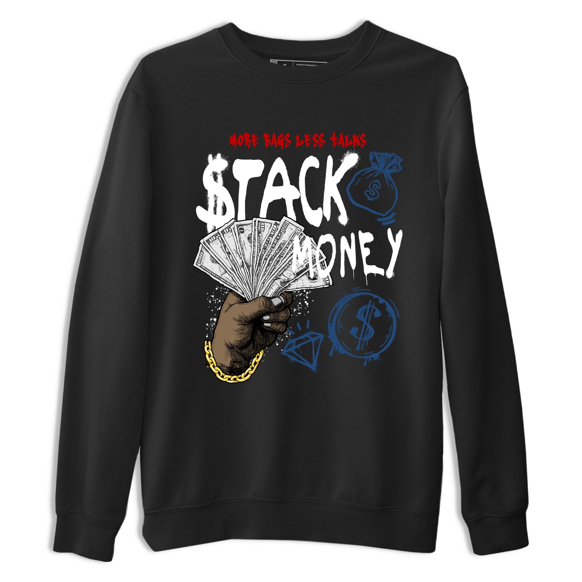 Sneaker match tees – Sneaker Tees To Match Air Jordan 12 French Blue Shoes – Stack Money Tee Black 2