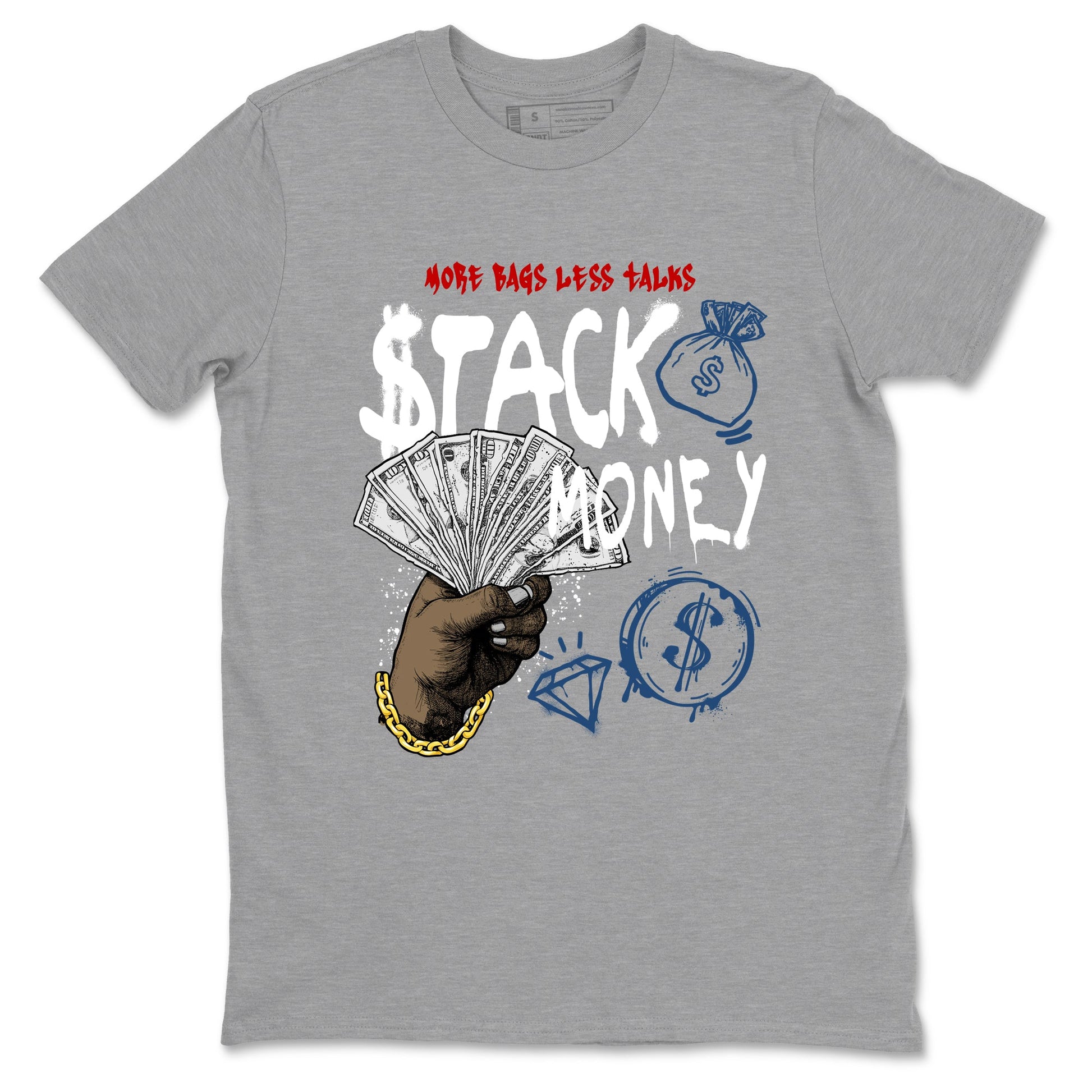 Sneaker match tees – Sneaker Tees To Match Air Jordan 12 French Blue Shoes – Stack Money Tee Heather Grey 2