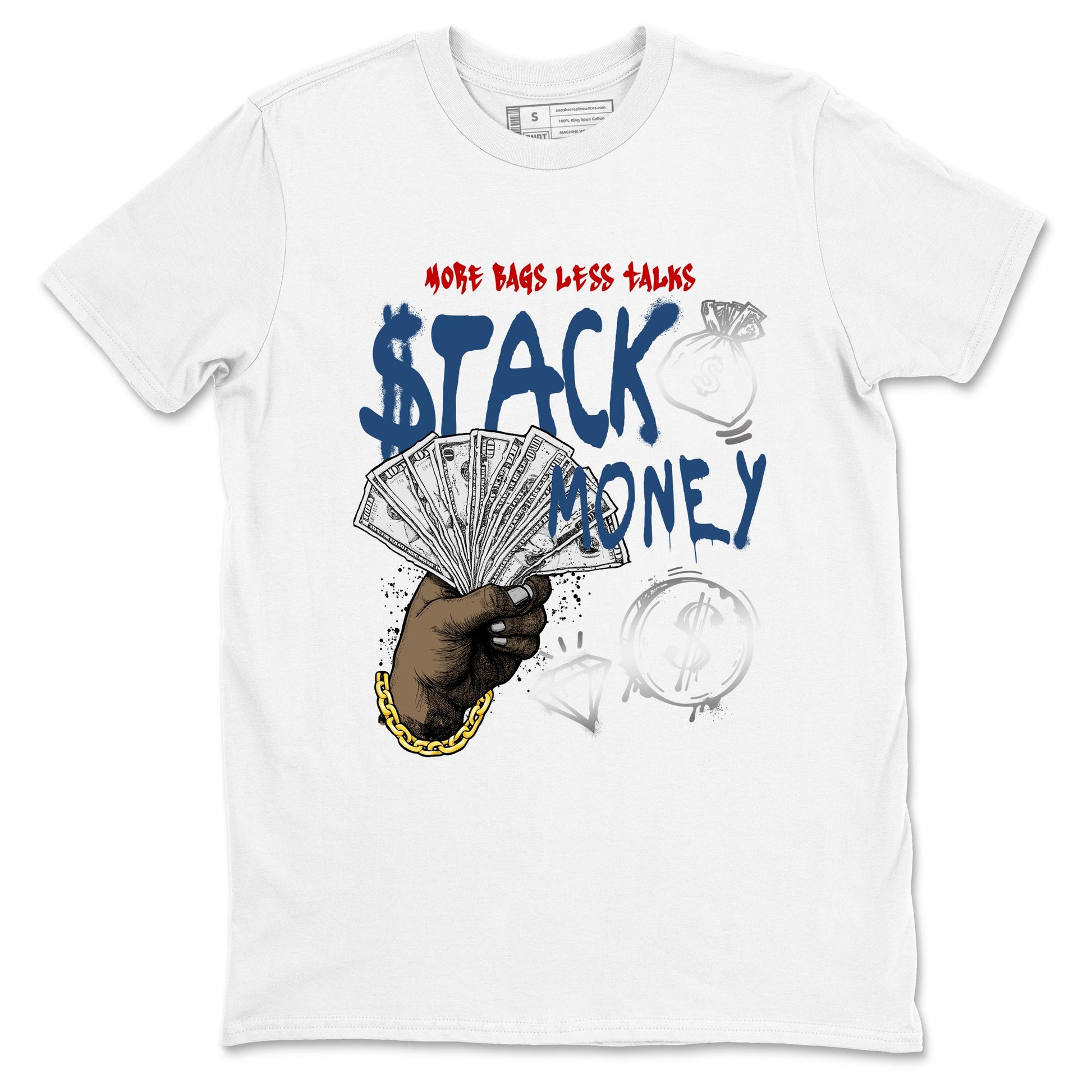Sneaker match tees – Sneaker Tees To Match Air Jordan 12 French Blue Shoes – Stack Money Tee White 2