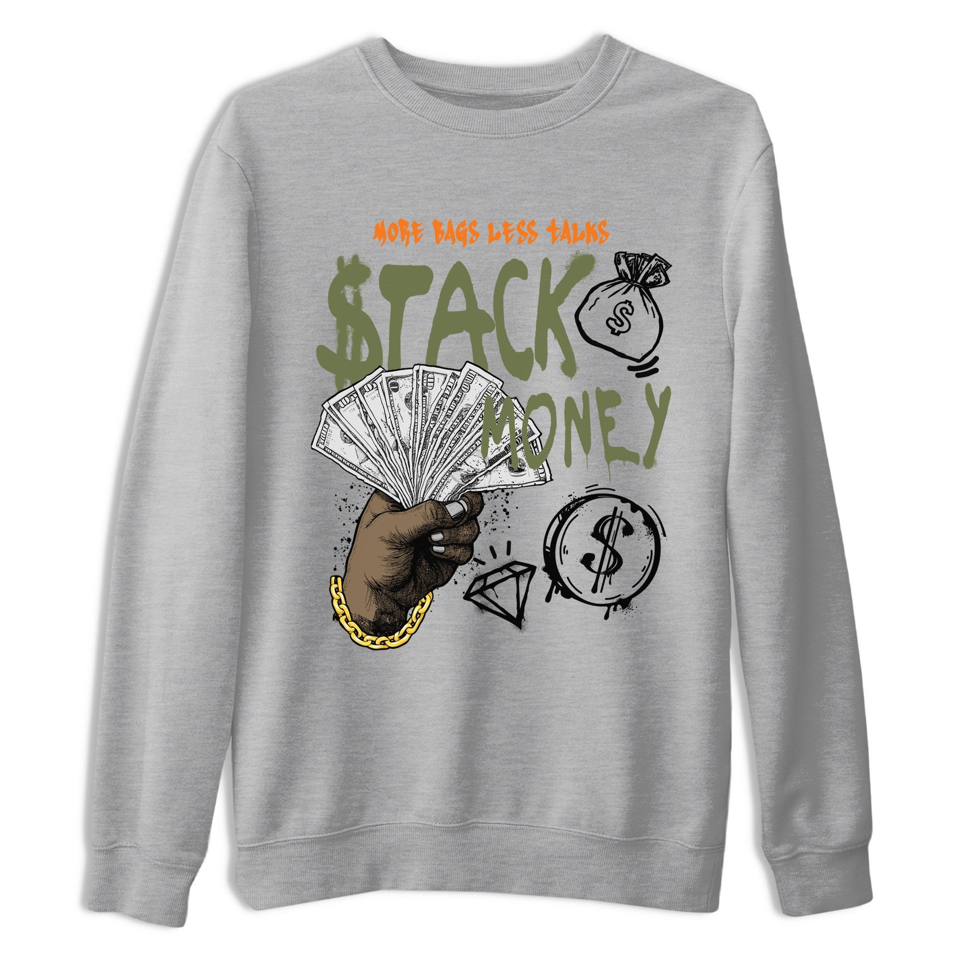 Sneaker match tees – Sneaker Tees To Match Undefeated inspired colorways Air Jordan 4 OG Olive Shoes – Stack Money Tee Heather Grey 2