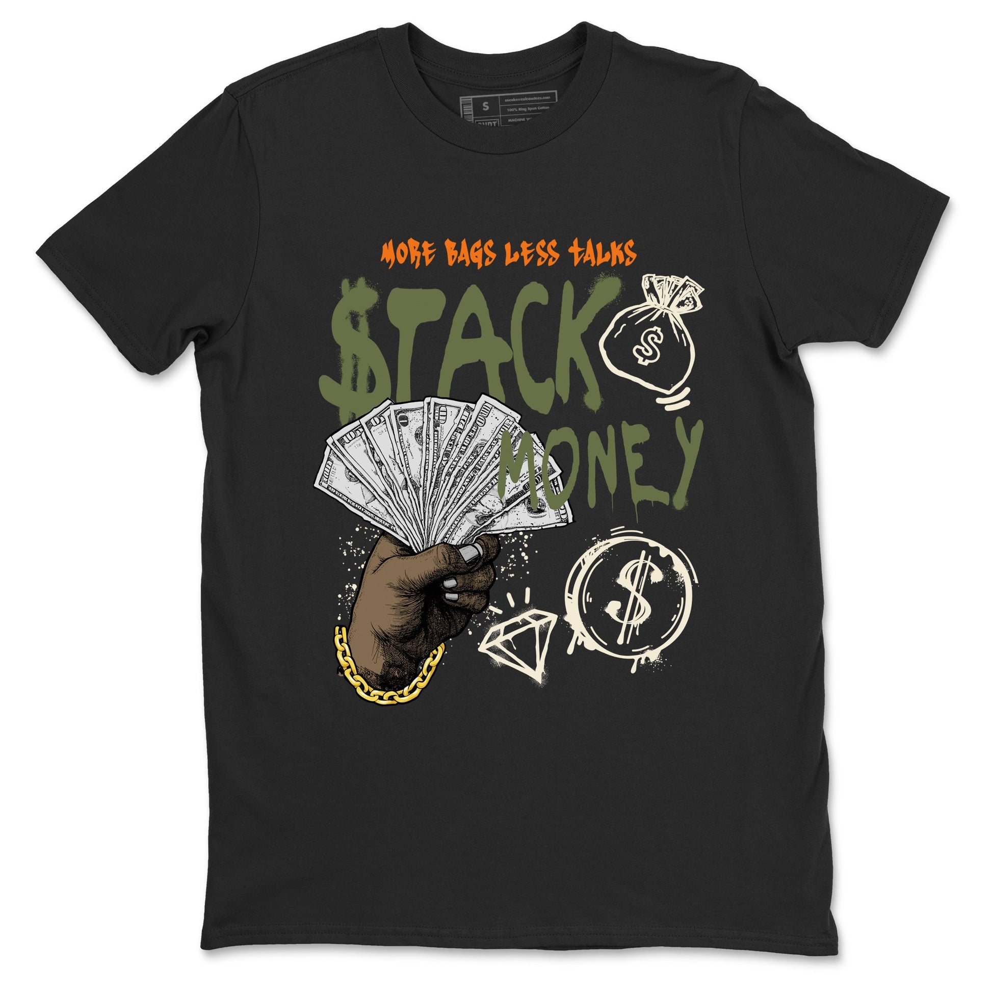 Sneaker match tees – Sneaker Tees To Match Undefeated inspired colorways Air Jordan 4 OG Olive Shoes – Stack Money Tee Black 2