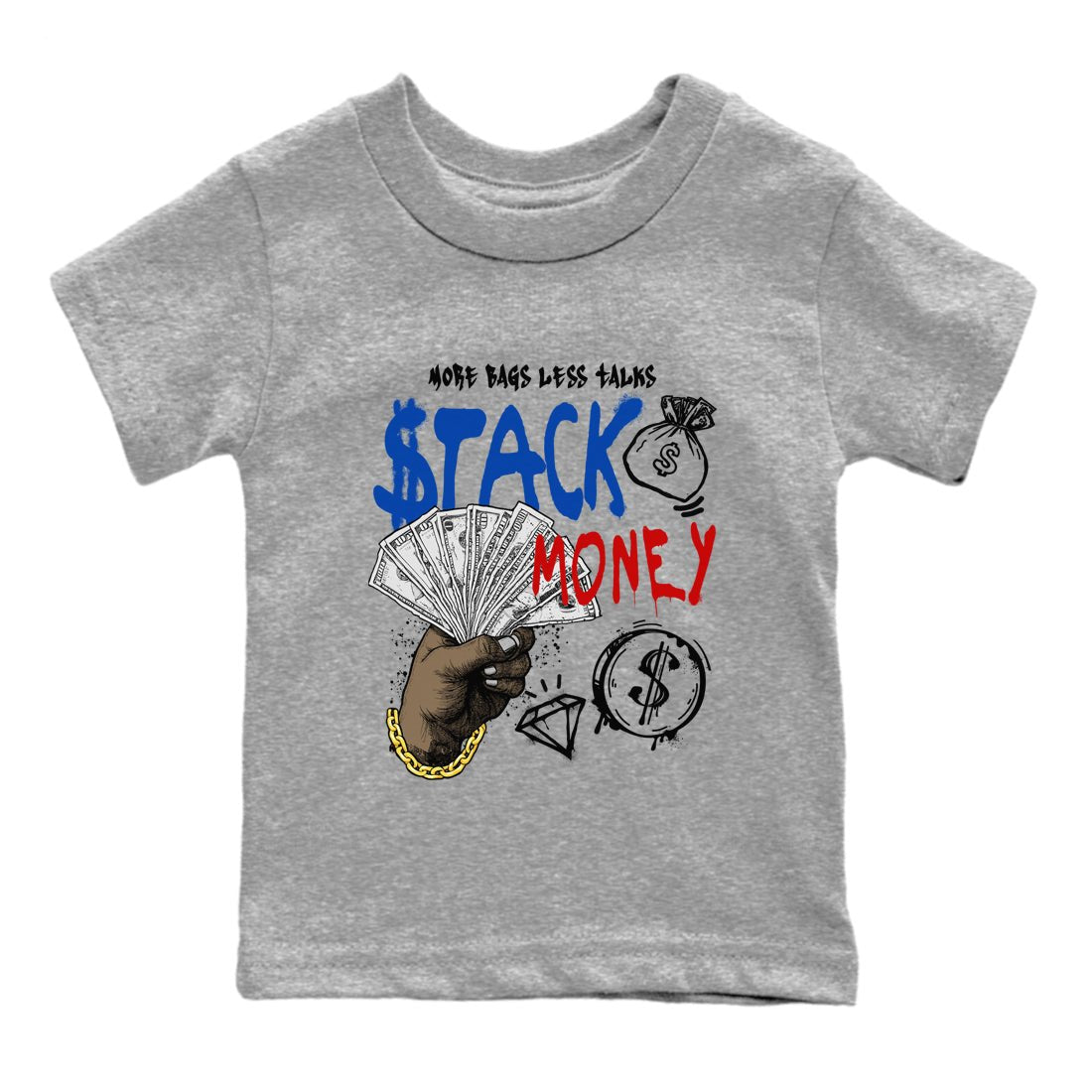 Sneaker match tees – Sneaker Tees To Match Air Jordan 4 Rare Air Shoes – Stack Money Kids T-Shirt Heather Grey 2