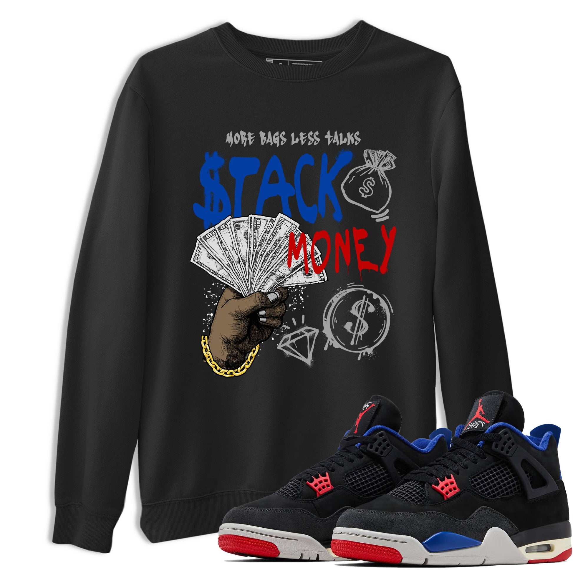 Sneaker match tees – Sneaker Tees To Match Air Jordan 4 Rare Air Shoes – Stack Money Tee Black 1