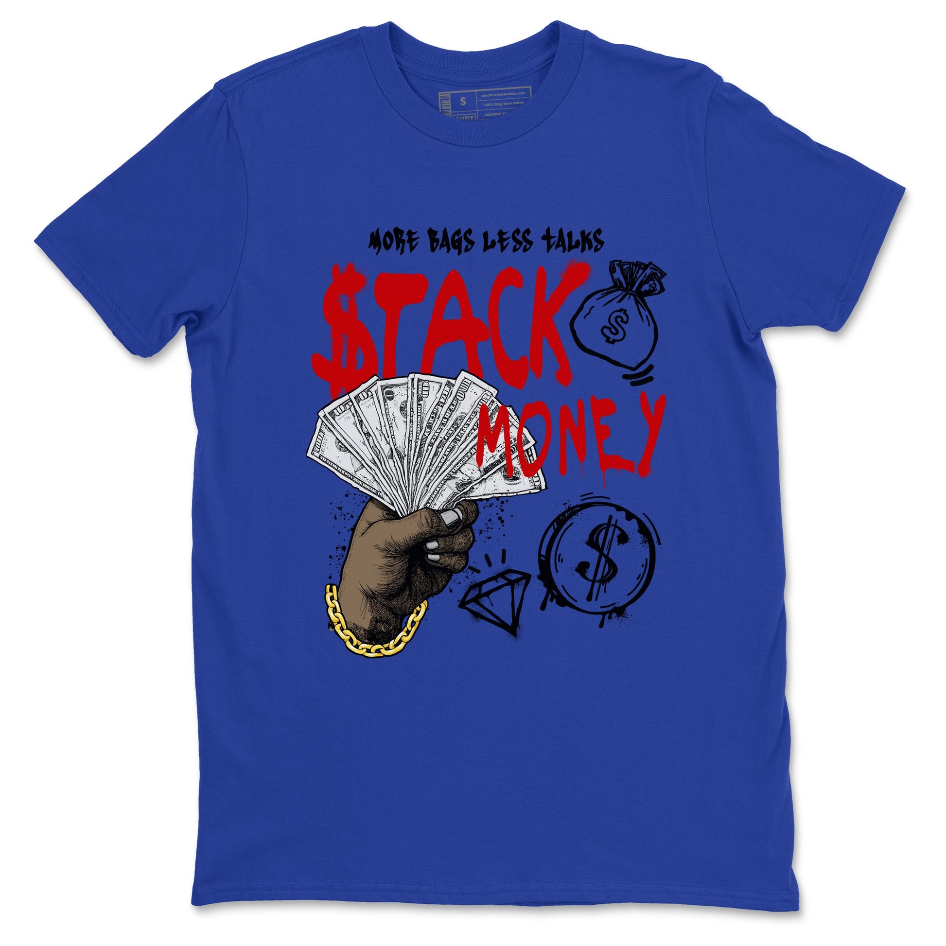 Sneaker match tees – Sneaker Tees To Match Air Jordan 4 Rare Air Shoes – Stack Money Tee Royal Blue 2