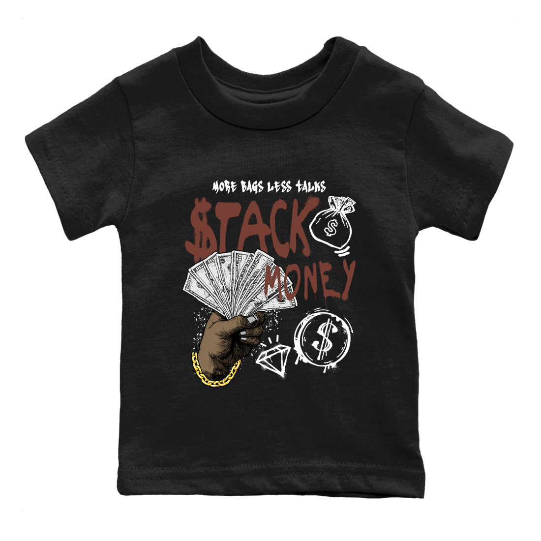 Sneaker match tees – Sneaker Tees To Match Dunk Low Football Shoes – Stack Money Kids T-Shirt Black 2