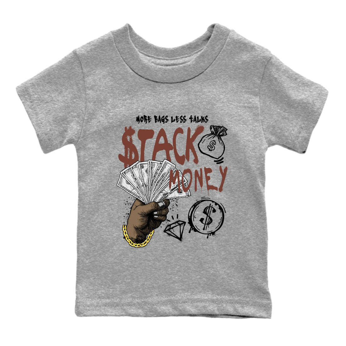 Sneaker match tees – Sneaker Tees To Match Dunk Low Football Shoes – Stack Money Kids T-Shirt Heather Grey 2