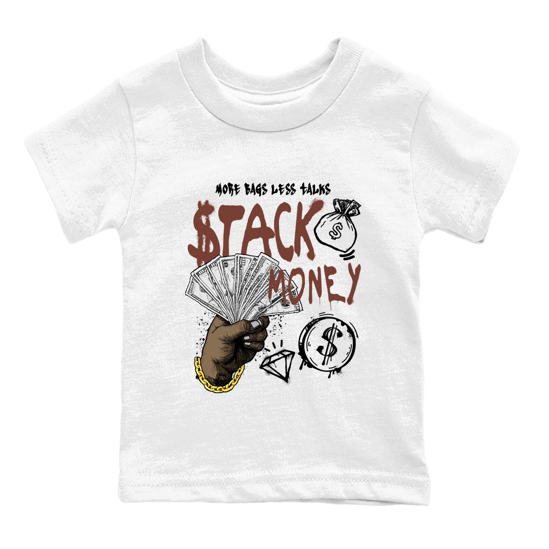 Sneaker match tees – Sneaker Tees To Match Dunk Low Football Shoes – Stack Money Kids T-Shirt White 2