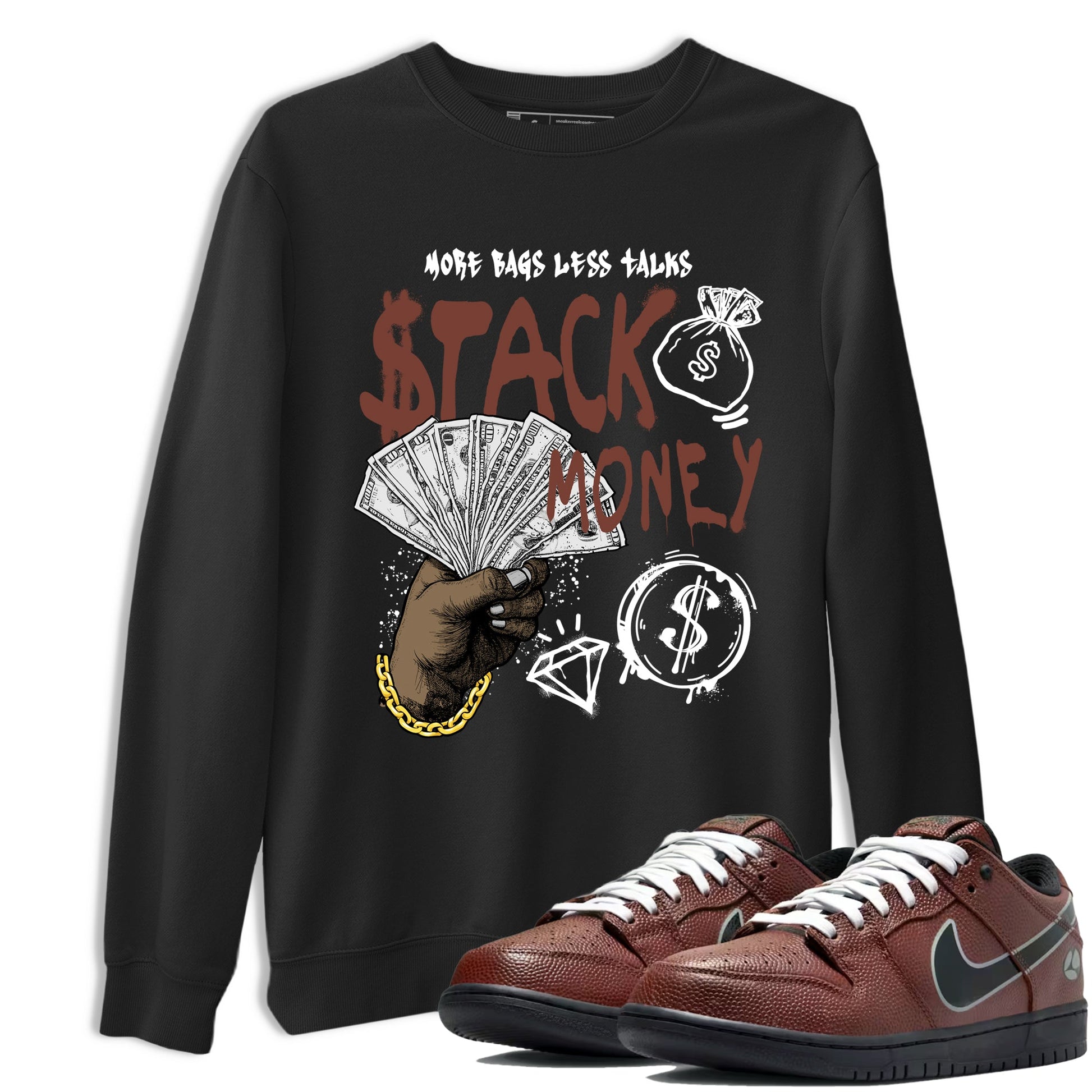 Sneaker match tees – Sneaker Tees To Match Dunk Low Football Shoes – Stack Money Tee Black 1