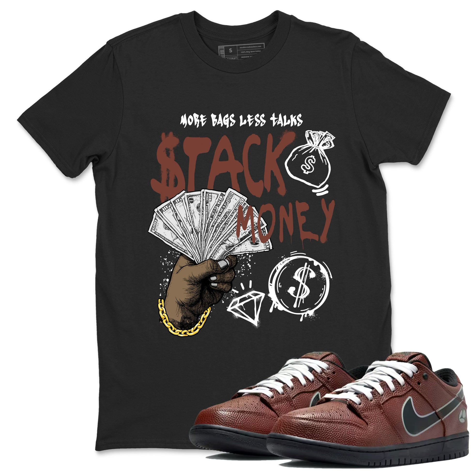 Sneaker match tees – Sneaker Tees To Match Dunk Low Football Shoes – Stack Money Tee Black 1