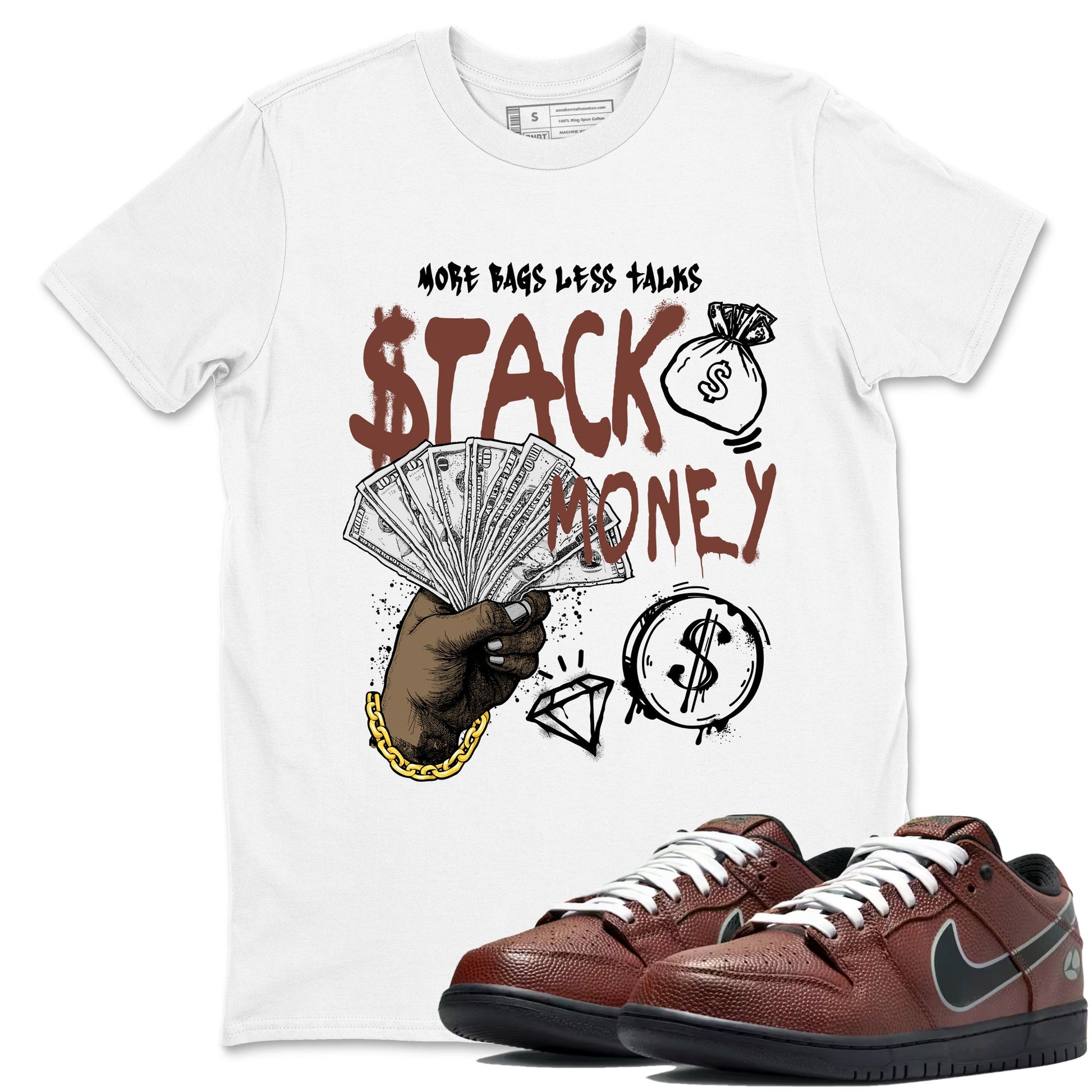 Sneaker match tees – Sneaker Tees To Match Dunk Low Football Shoes – Stack Money Tee White 1