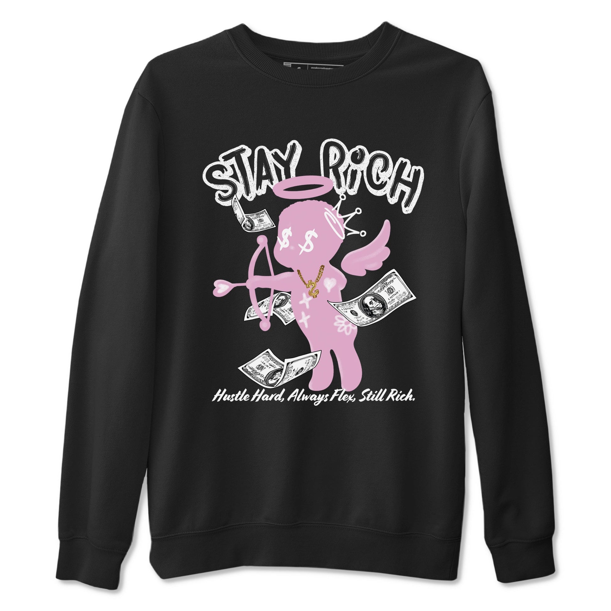 4s Retro Orchid shirts to match jordans Stay Rich sneaker match tees Air Jordan 4 WMNS Orchid match shoes to clothes SNRT Sneaker Tees unisex cotton Black 2 shirts