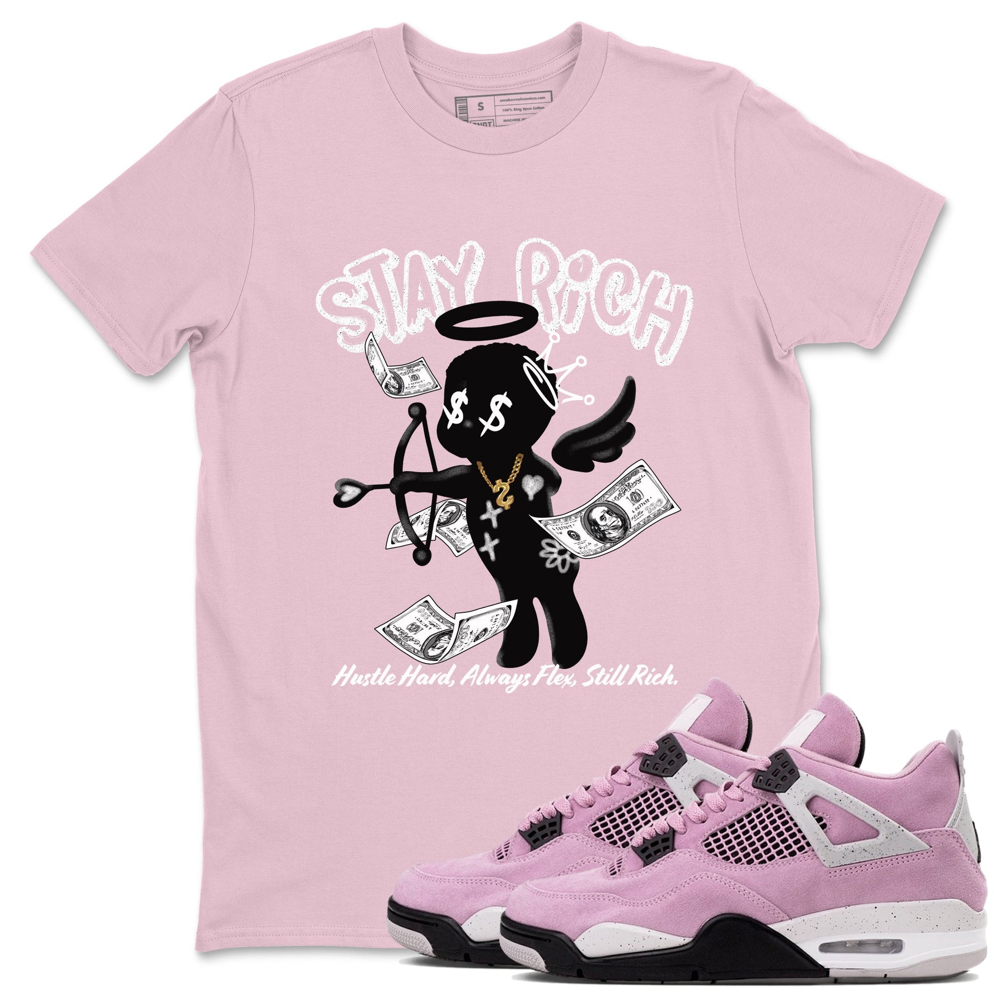 4s Retro Orchid shirts to match jordans Stay Rich sneaker match tees Air Jordan 4 WMNS Orchid match shoes to clothes SNRT Sneaker Tees unisex cotton Pink 1 shirts