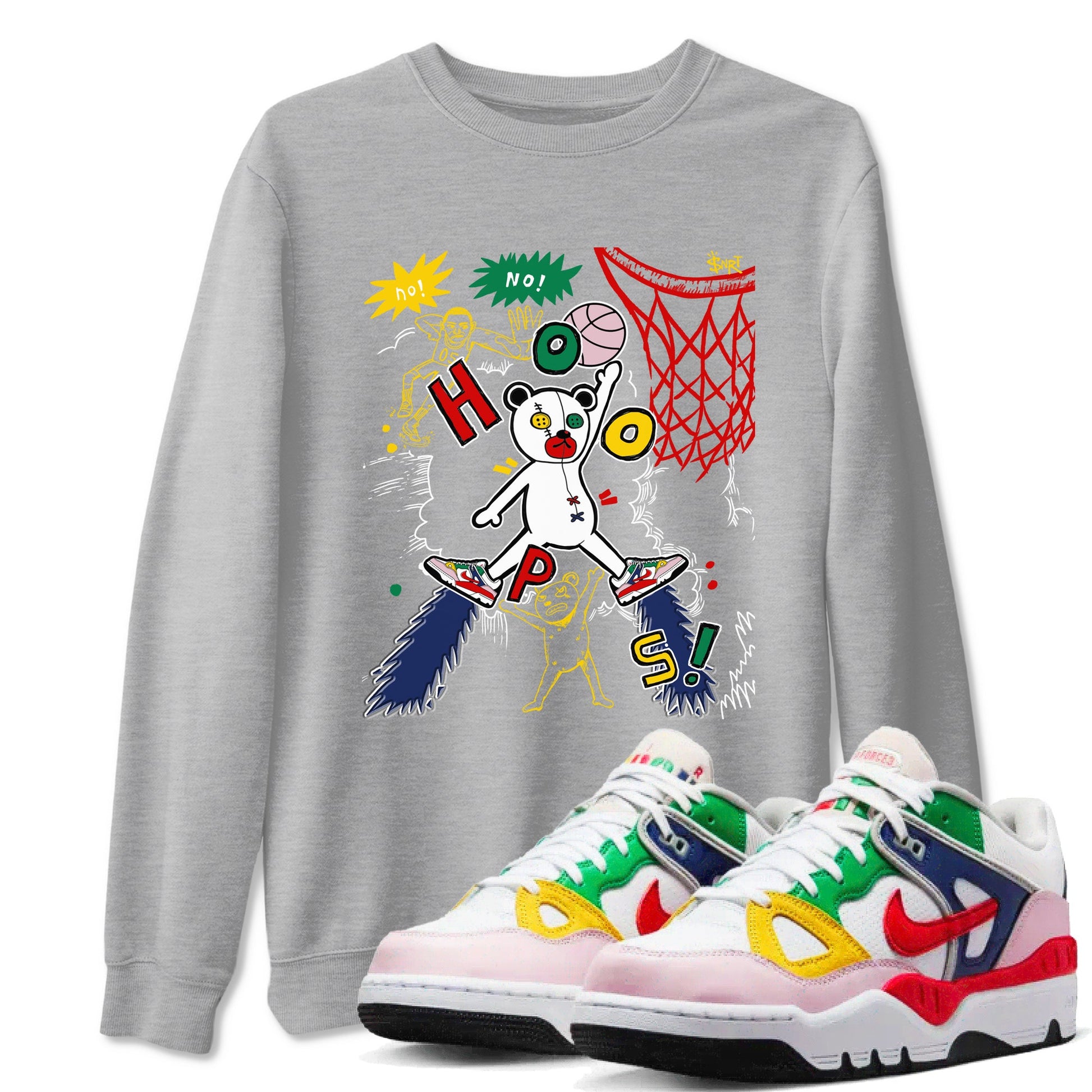 AF 3 Nigo shirtsto match jordans Stop The Bear sneaker match tees Air Force 3 Low x Nigo Blue Void and Tour Yellow match shoes to clothes SNRT Sneaker Tees unisex cotton Heather Grey 1 shirts