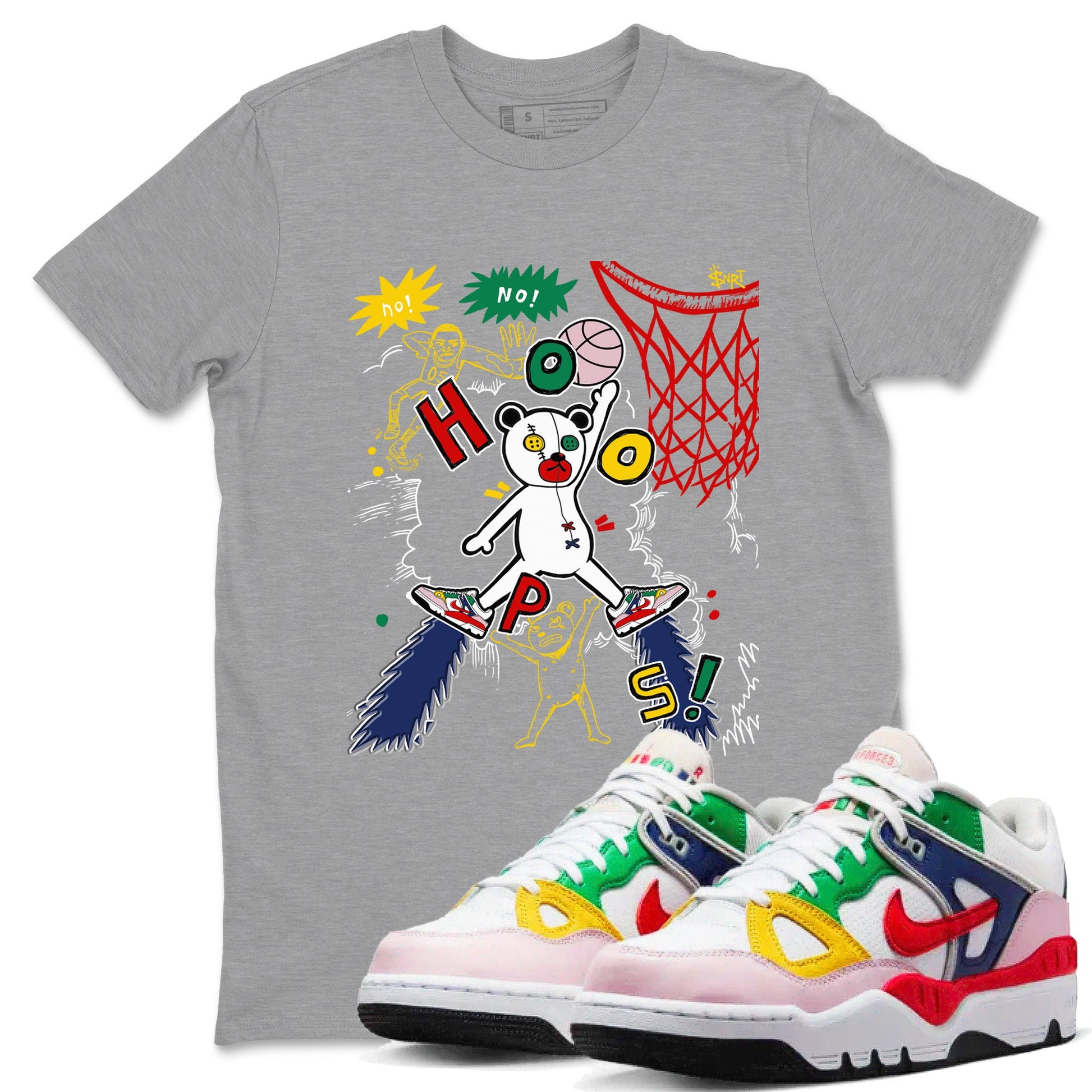 AF 3 Nigo shirtsto match jordans Stop The Bear sneaker match tees Air Force 3 Low x Nigo Blue Void and Tour Yellow match shoes to clothes SNRT Sneaker Tees unisex cotton Heather Grey 1 shirts