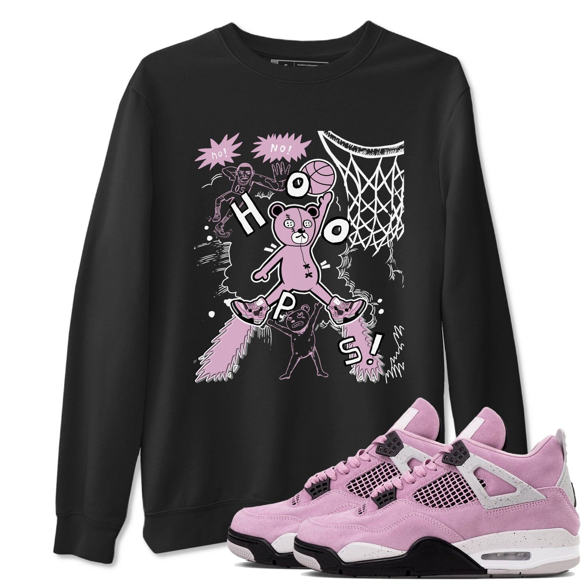 4s Retro Orchid shirts to match jordans Stop The Bear sneaker match tees Air Jordan 4 WMNS Orchid match shoes to clothes SNRT Sneaker Tees unisex cotton Black 1 shirts