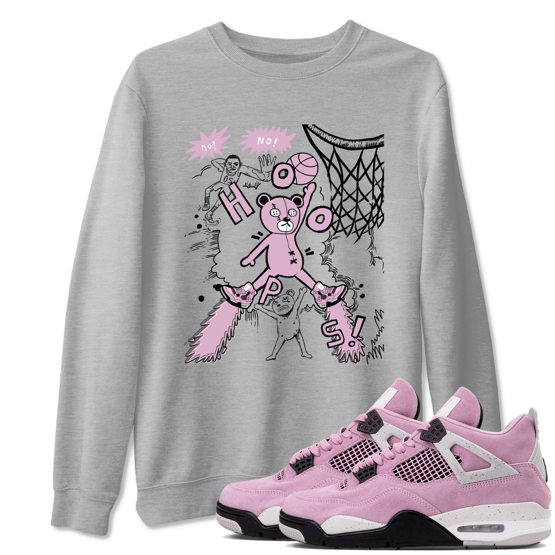 4s Retro Orchid shirts to match jordans Stop The Bear sneaker match tees Air Jordan 4 WMNS Orchid match shoes to clothes SNRT Sneaker Tees unisex cotton Heather Grey 1 shirts