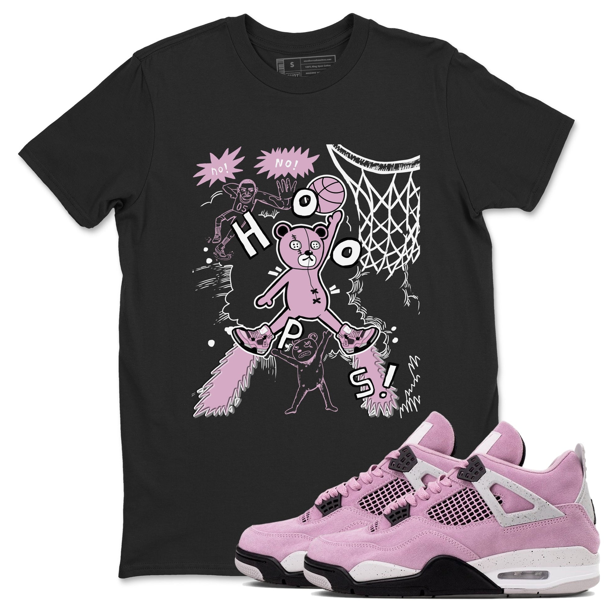 4s Retro Orchid shirts to match jordans Stop The Bear sneaker match tees Air Jordan 4 WMNS Orchid match shoes to clothes SNRT Sneaker Tees unisex cotton Black 1 shirts