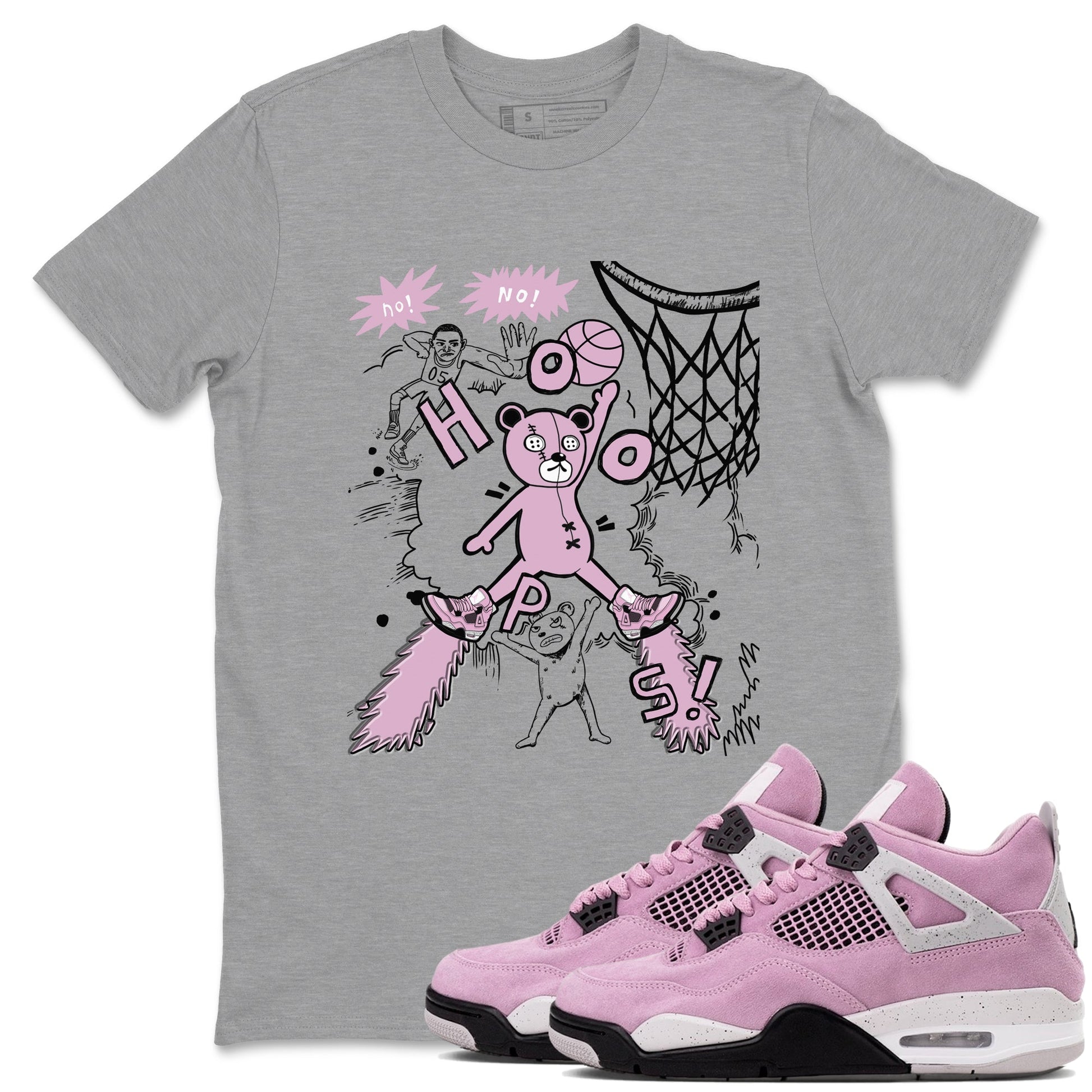 4s Retro Orchid shirts to match jordans Stop The Bear sneaker match tees Air Jordan 4 WMNS Orchid match shoes to clothes SNRT Sneaker Tees unisex cotton Heather Grey 1 shirts