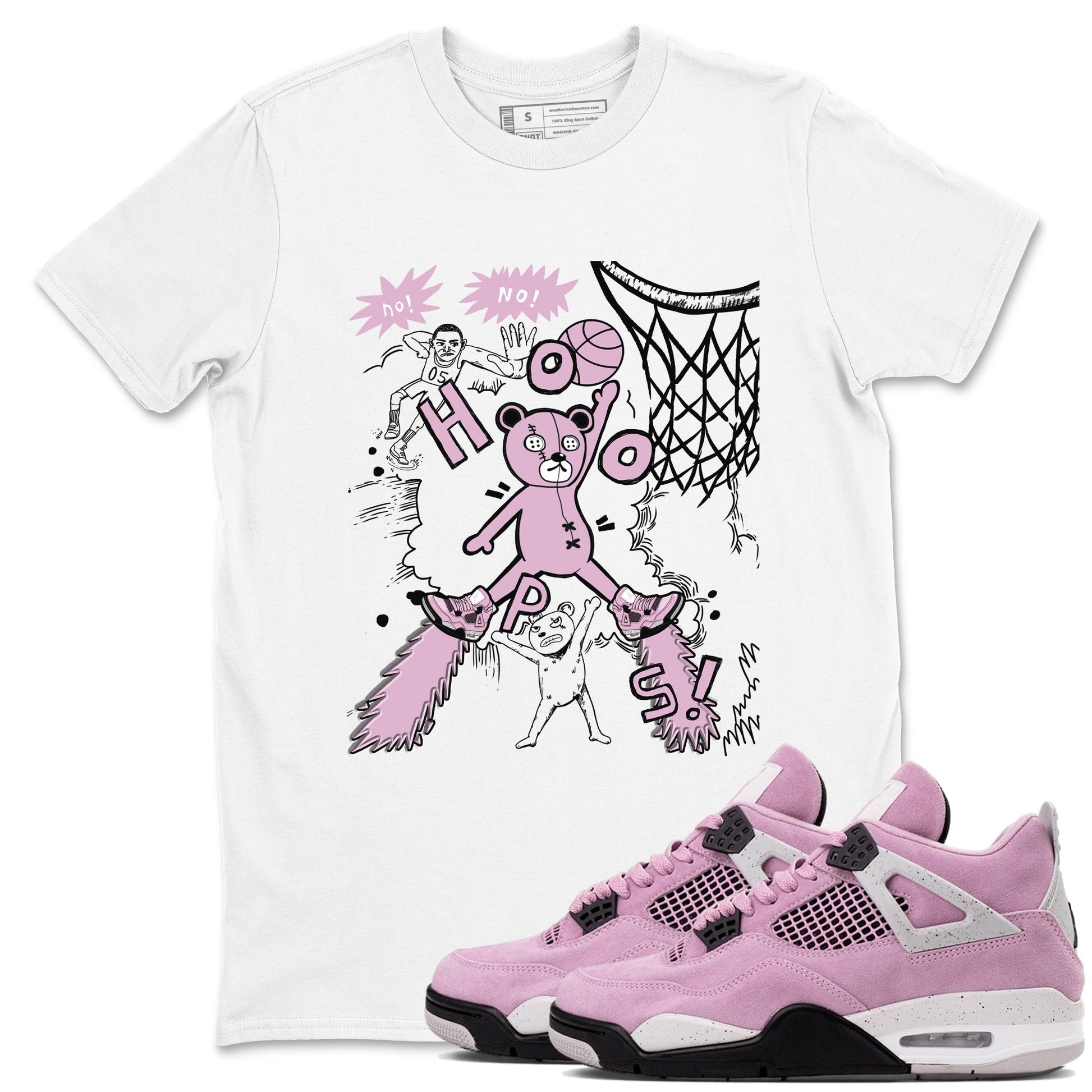 4s Retro Orchid shirts to match jordans Stop The Bear sneaker match tees Air Jordan 4 WMNS Orchid match shoes to clothes SNRT Sneaker Tees unisex cotton White 1 shirts