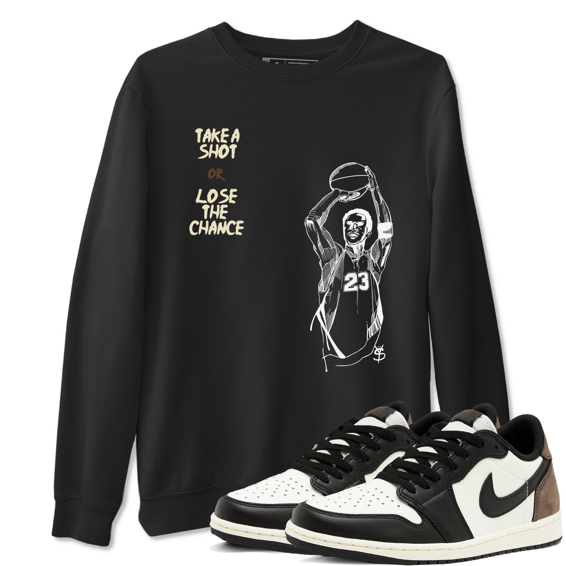 1s Mocha shirts to match jordans Take A Shot sneaker match tees Air Jordan 1 Mocha SNRT Sneaker Release Tees unisex cotton Black 1 crew neck shirts