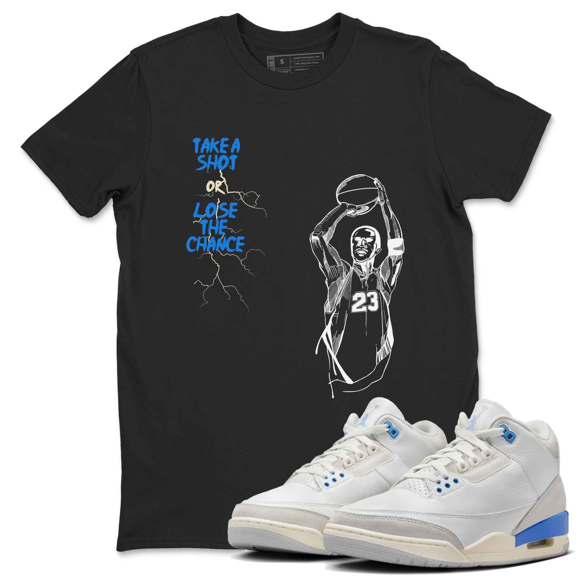 3s Lucky Shorts shirts to match jordans Take A Shot best t shirts to wear with jordans Air Jordan 3 Lucky Shorts match shoes to clothes SNRT Sneaker Tees unisex cotton Black 1 shirts