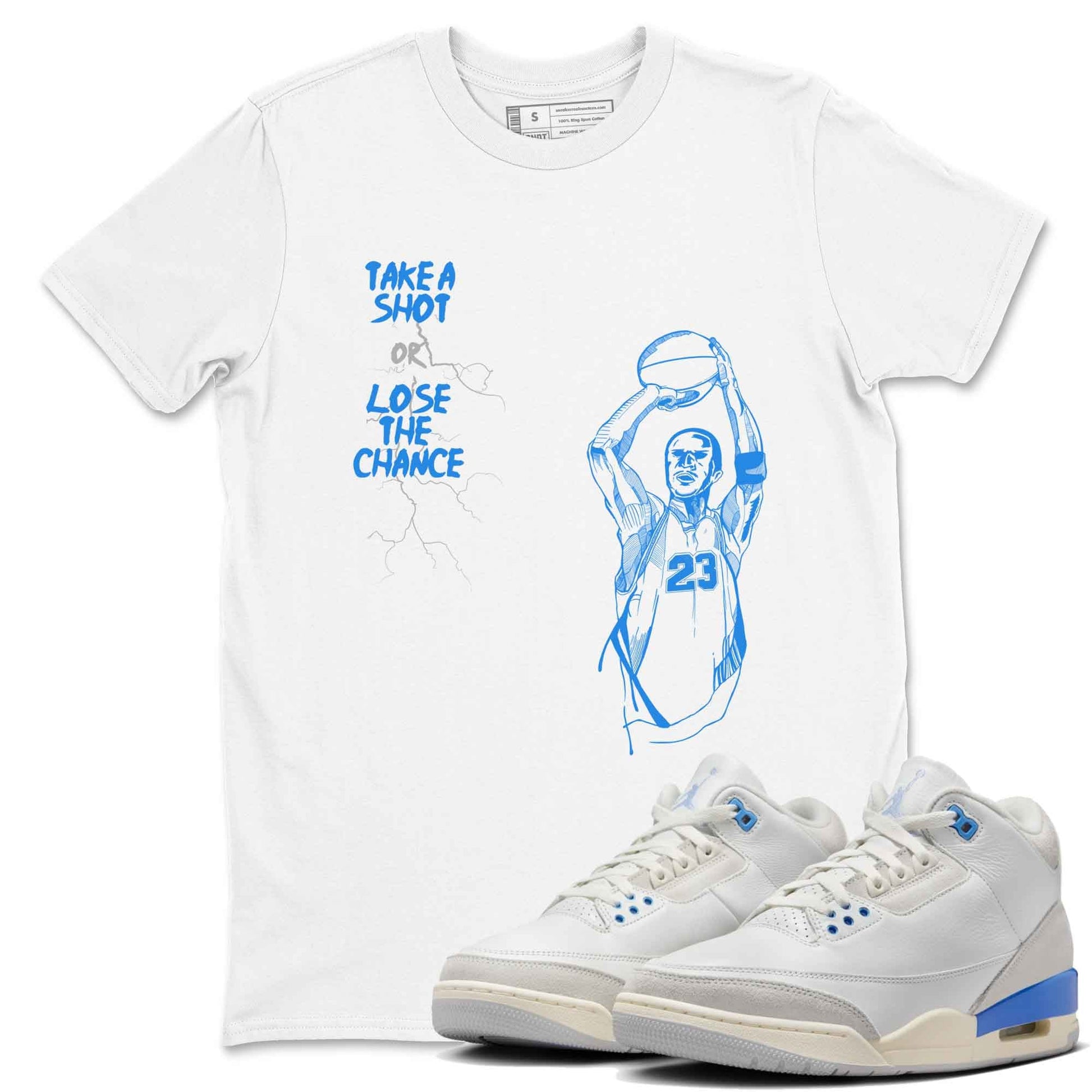 3s Lucky Shorts shirts to match jordans Take A Shot best t shirts to wear with jordans Air Jordan 3 Lucky Shorts match shoes to clothes SNRT Sneaker Tees unisex cotton White 1 shirts