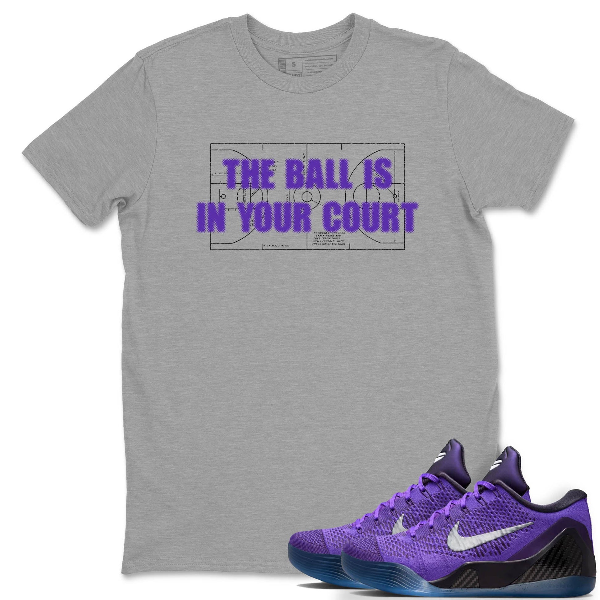 Sneaker Threads – Sneaker Tees To Match Nike KB 9 Hyper Grape – The Ball Is In Your Court Graphic Tee Heather Grey 1. Perfect for Jordan releases 2025 colorways. Perfect for purple basketball sneaker releases and legacy-inspired colorways for 2025 hoopers.
