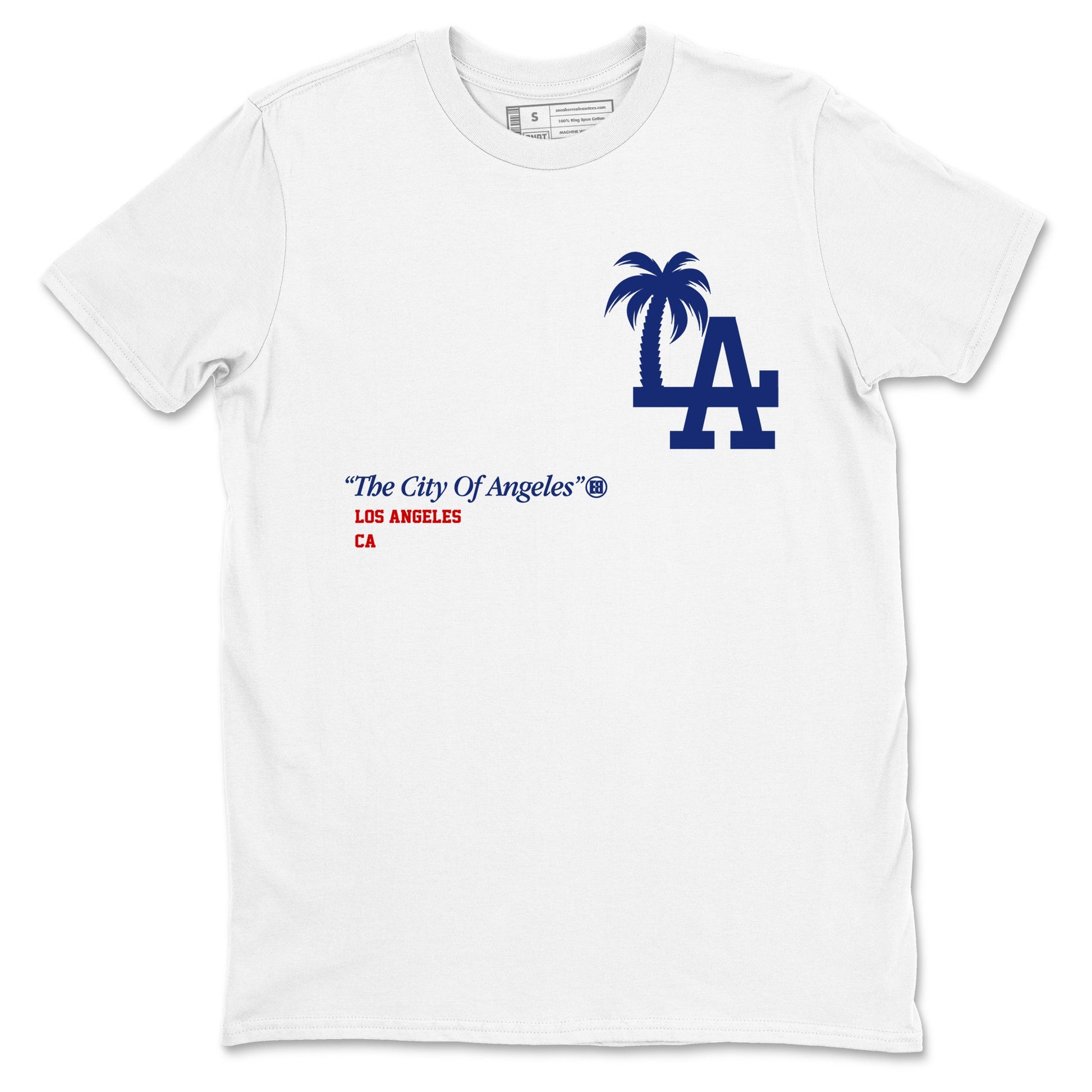 1s Rare Air shirts to match jordans The City Of Angeles sneaker match tees Air Jordan 1 High OG Rare Air Deep Royal Blue match shoes to clothes SNRT Sneaker Tees unisex cotton White 2 shirts