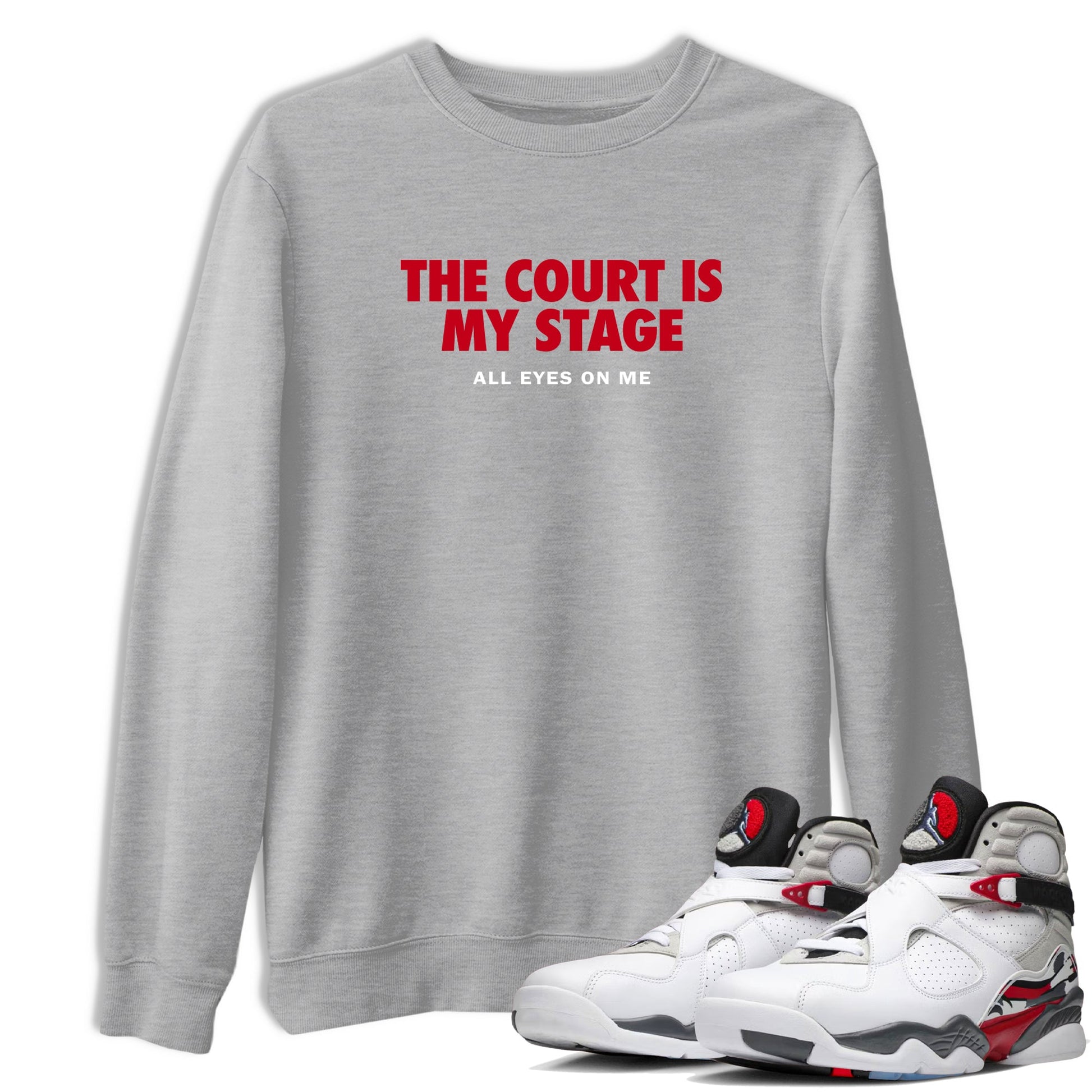 Sneaker Threads – Basketball Graphic T shirt Air Jordan 8 Bunny – The Court Is My Stage Graphic Tee Heather Grey 1. Perfect for Jordan releases 2025 colorways.