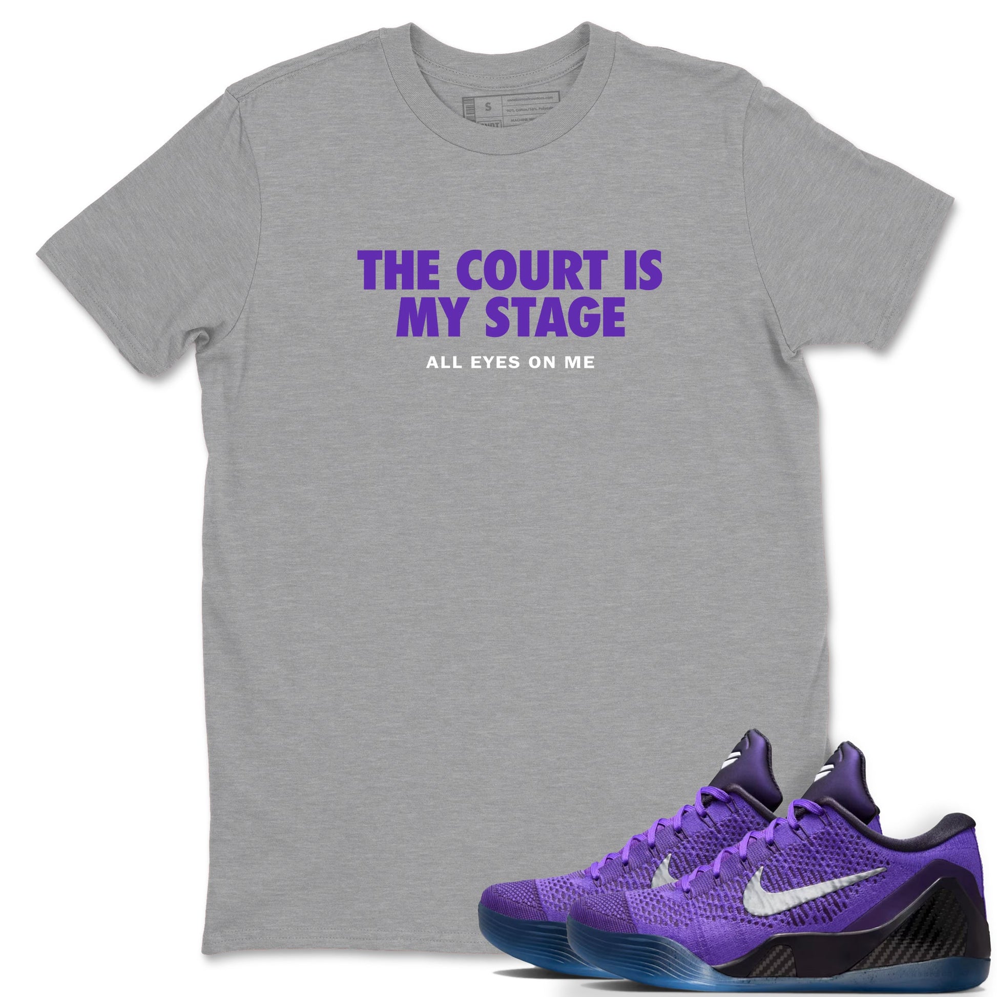 Sneaker Threads – Basketball Graphic T shirt Nike KB 9 Hyper Grape – The Court Is My Stage Graphic Tee Heather Grey 1. Perfect for Jordan releases 2025 colorways. Perfect for purple basketball sneaker releases and legacy-inspired colorways for 2025 hoopers.