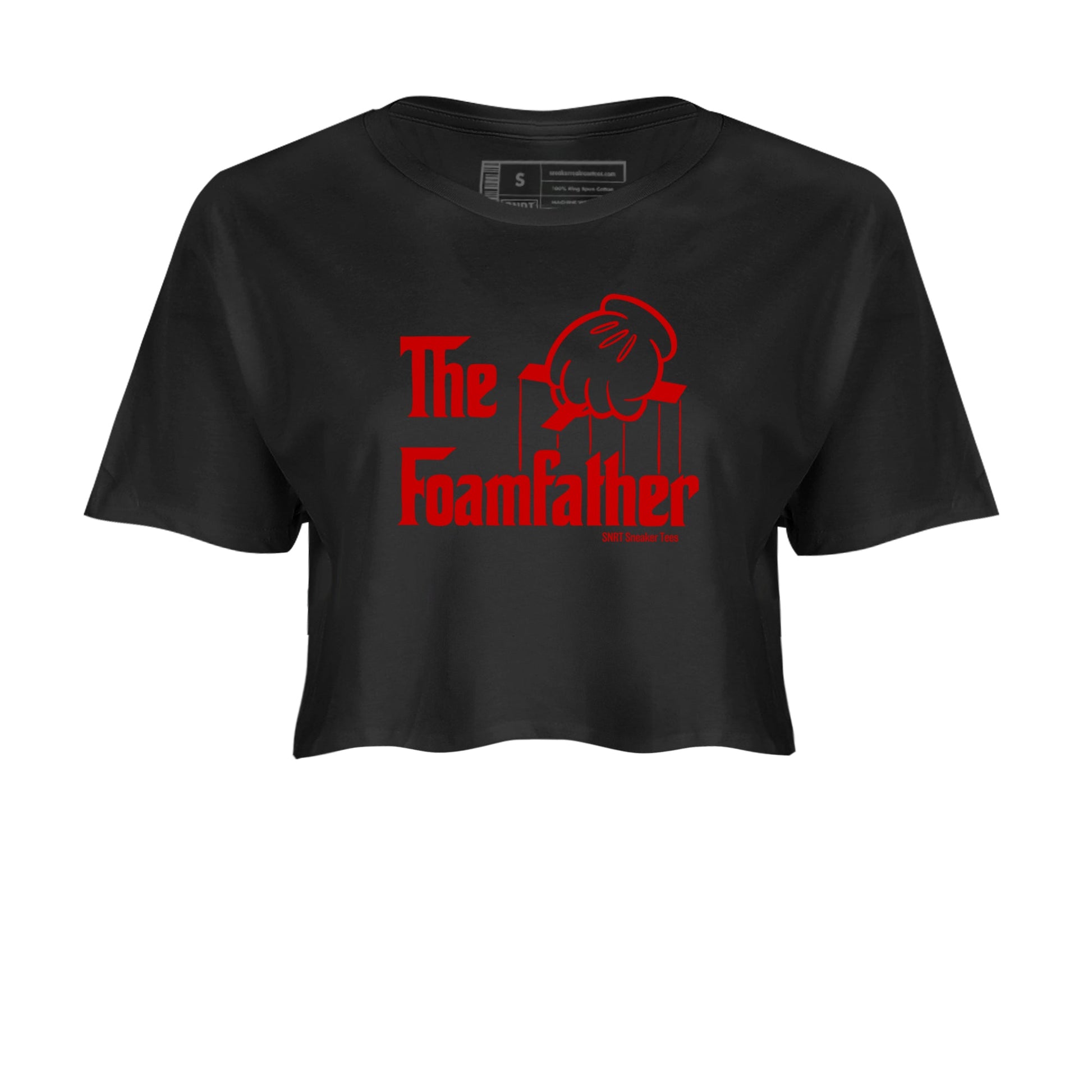 Sneaker match tees – Sneaker Tees To Match Air Foamposite Cough Drop Shoes – The Foamfather Crop T-Shirt Black 2