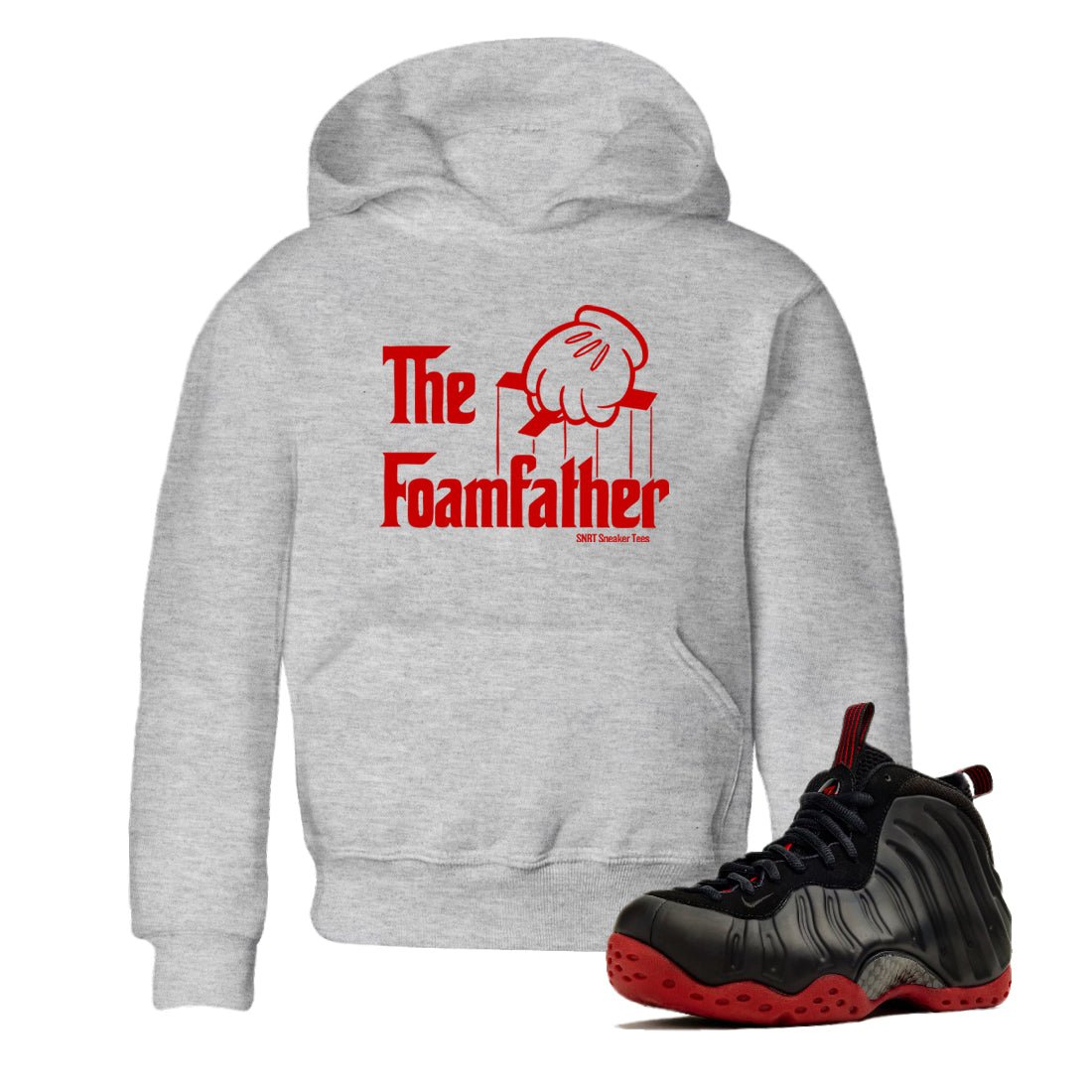 Sneaker match tees – Sneaker Tees To Match Air Foamposite Cough Drop Shoes – The Foamfather Kids T-Shirt Heather Grey 1