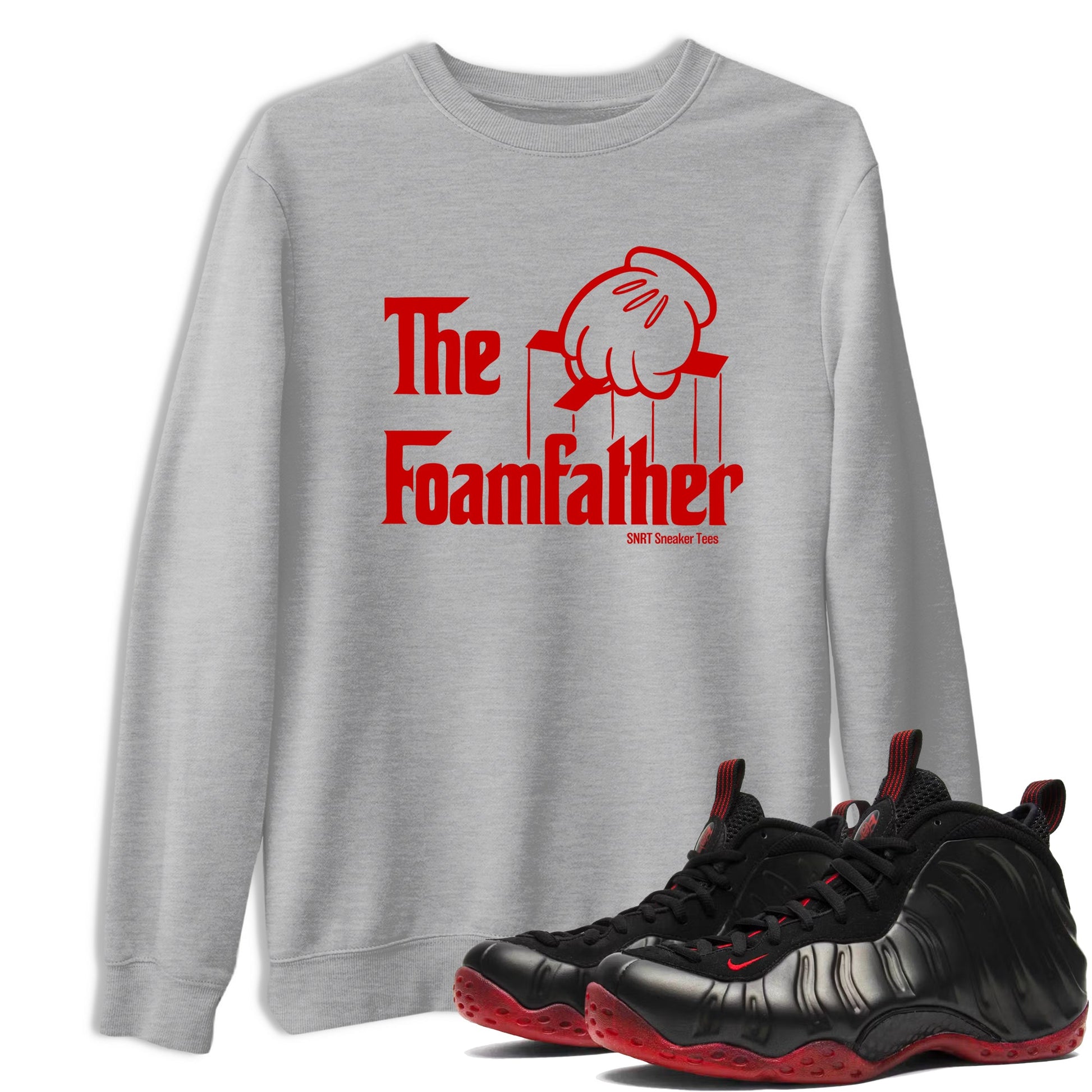 Sneaker match tees – Sneaker Tees To Match Air Foamposite Cough Drop Shoes – The Foamfather Tee Heather Grey 1