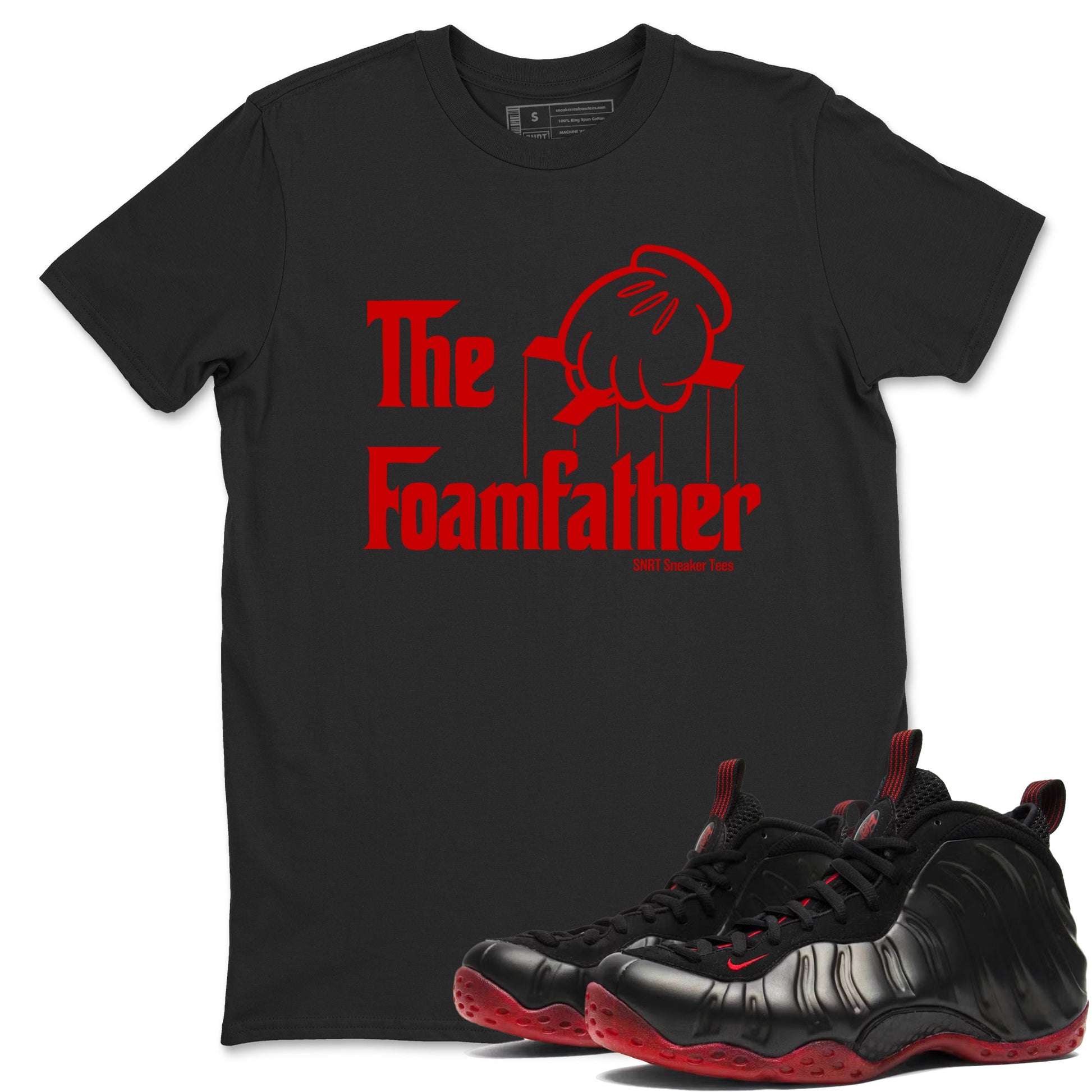 Sneaker match tees – Sneaker Tees To Match Air Foamposite Cough Drop Shoes – The Foamfather Tee Black 1